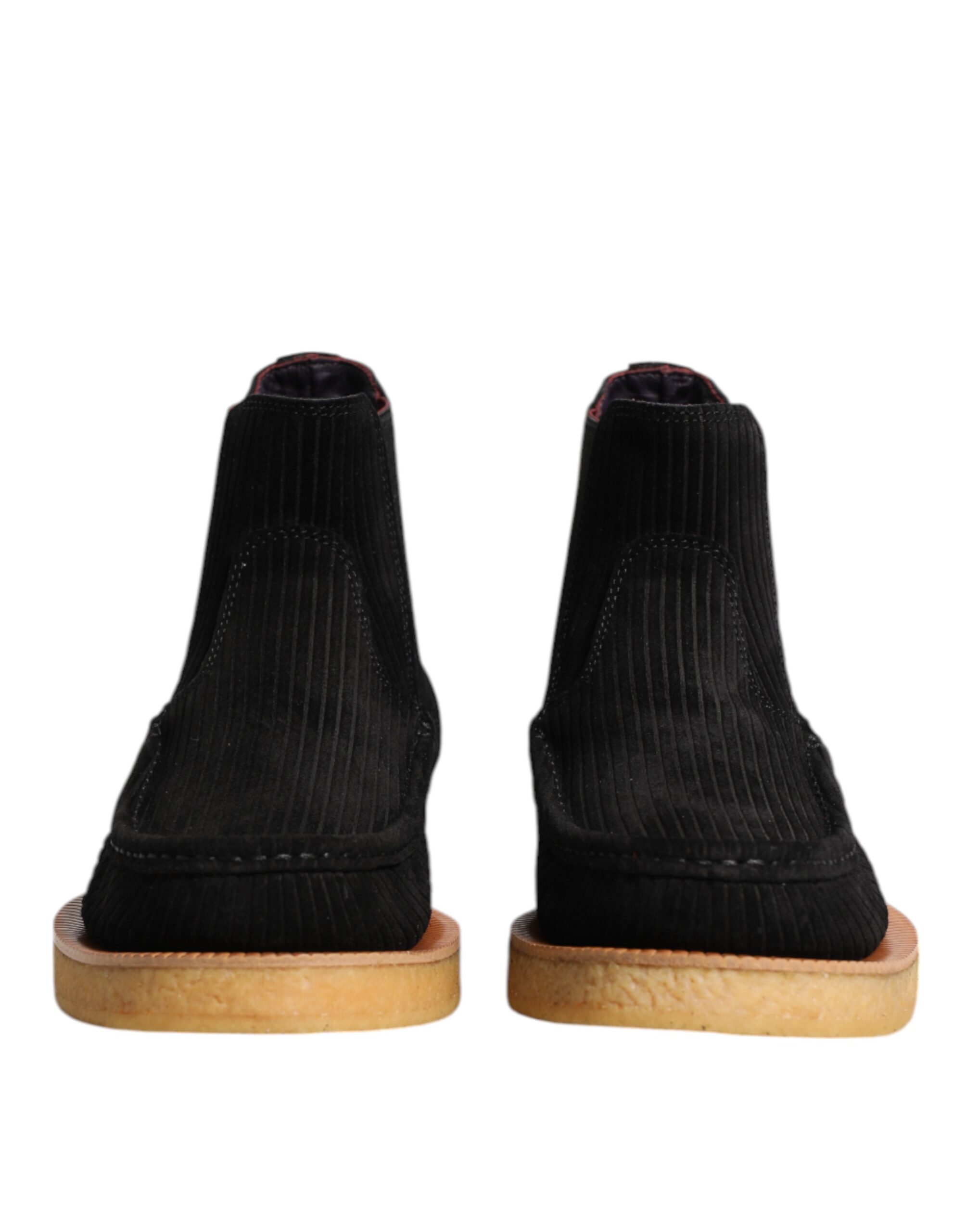 Dolce & Gabbana Black Calf Suede Slip On Ankle Boots Shoes - Image 2