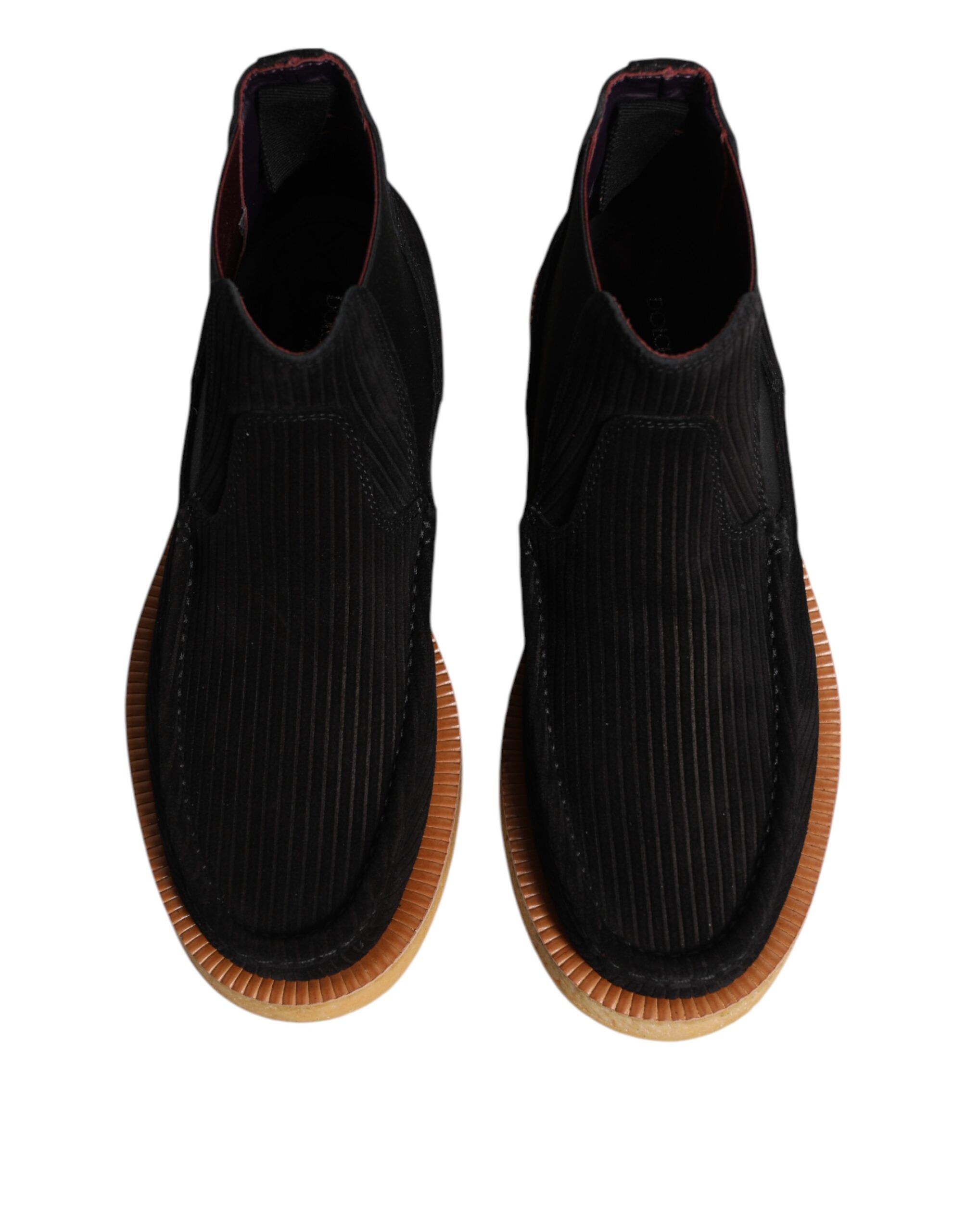 Dolce & Gabbana Black Calf Suede Slip On Ankle Boots Shoes - Image 3