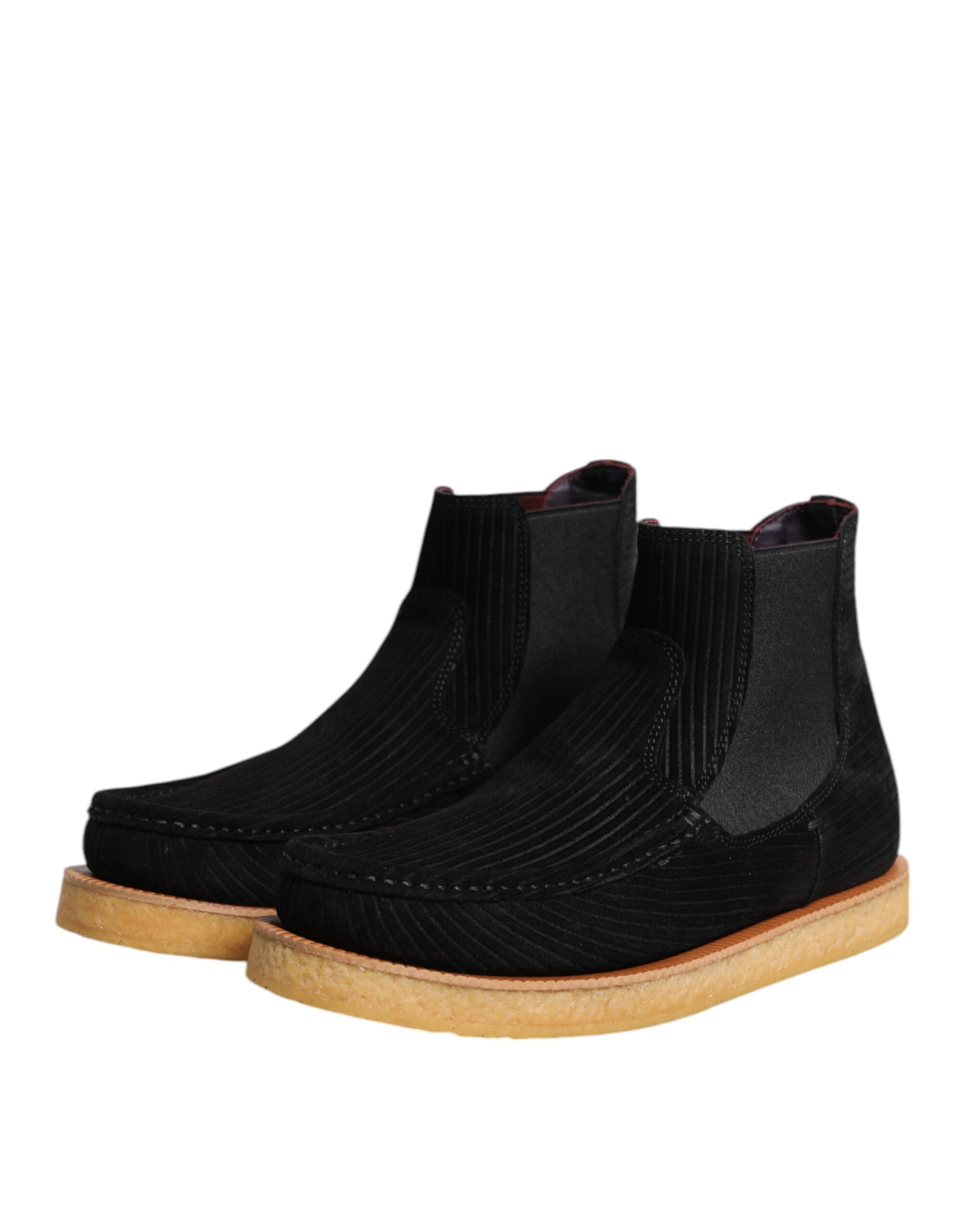 Dolce & Gabbana Black Calf Suede Slip On Ankle Boots Shoes - Image 4