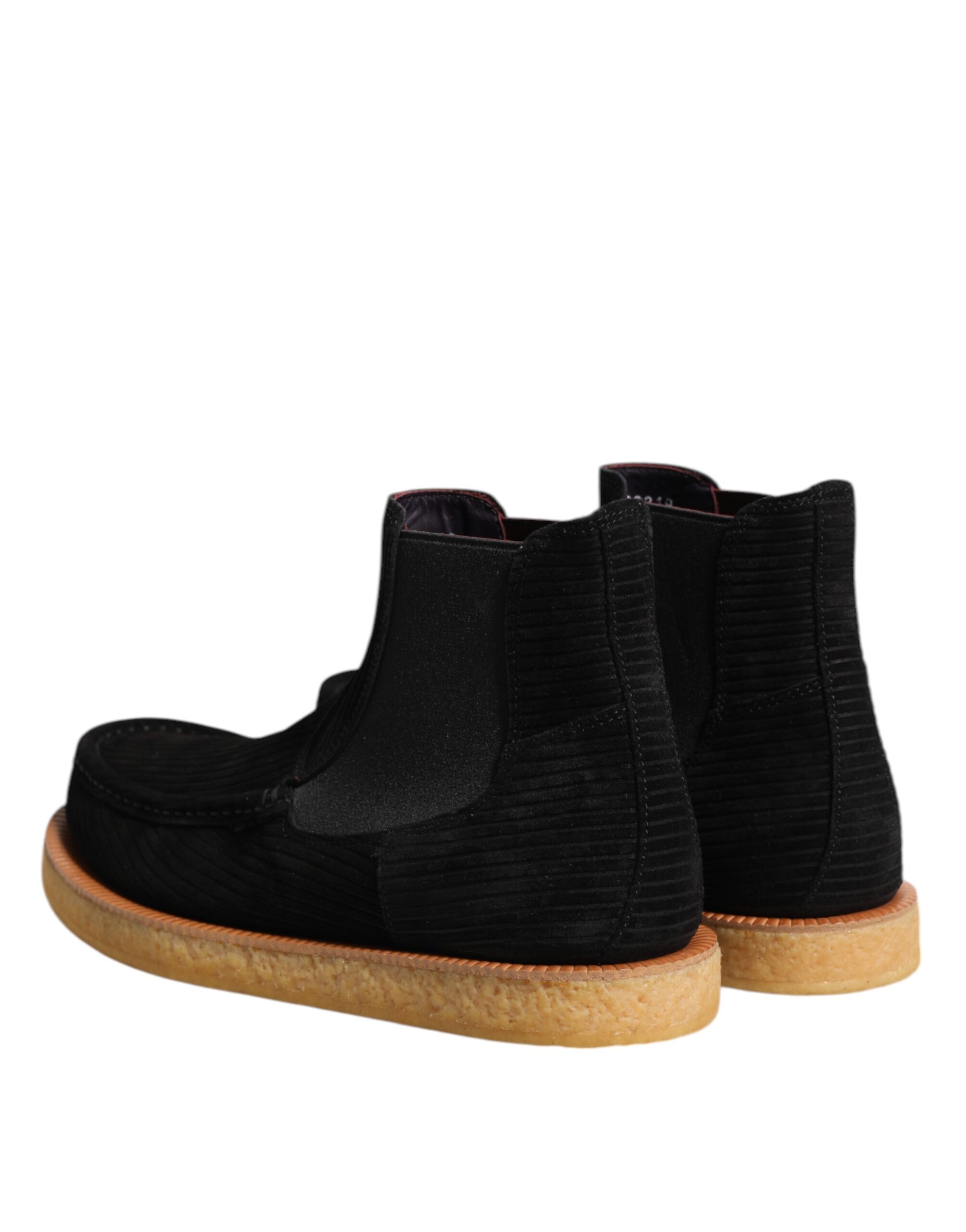Dolce & Gabbana Black Calf Suede Slip On Ankle Boots Shoes - Image 5