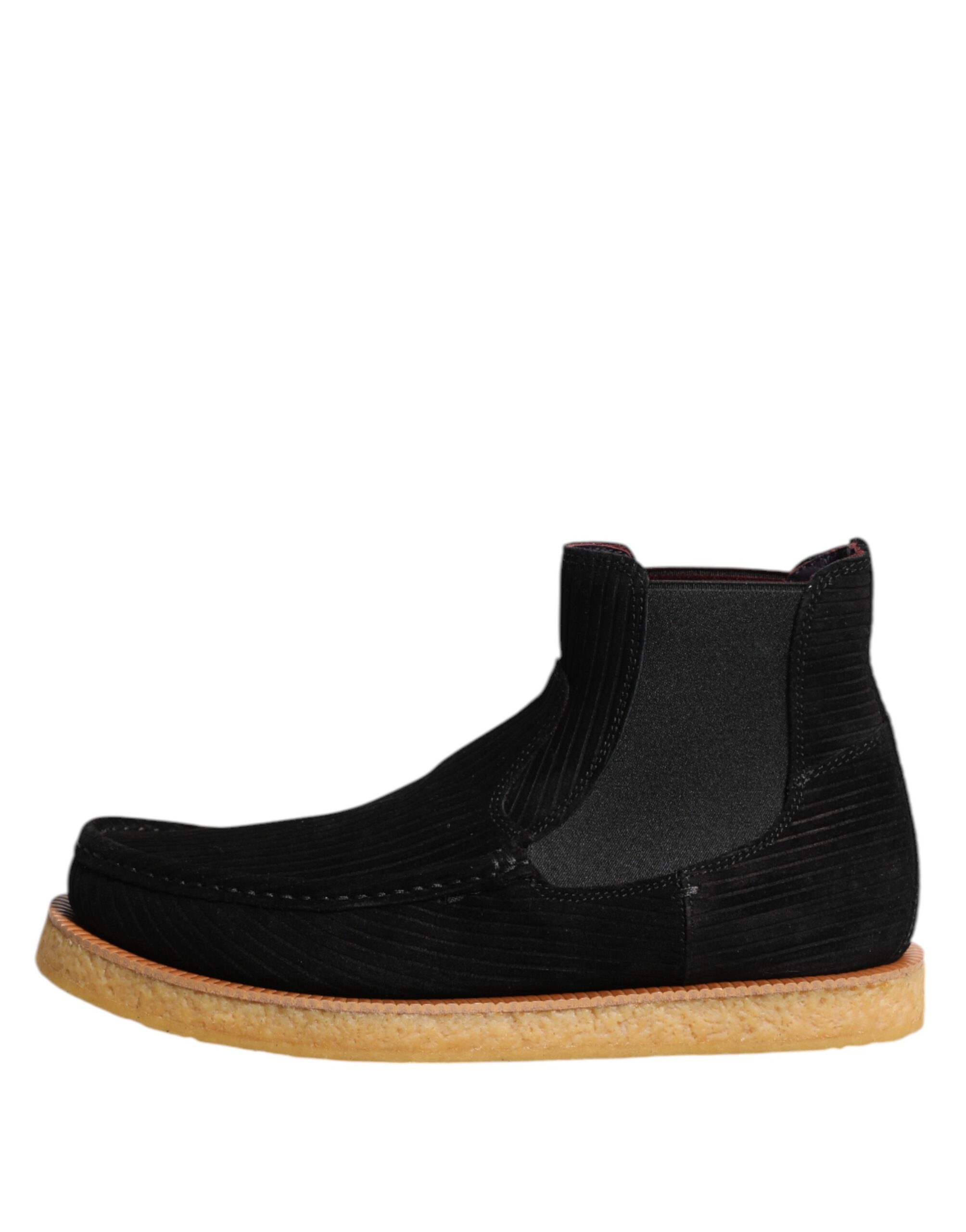 Dolce & Gabbana Black Calf Suede Slip On Ankle Boots Shoes - Image 6