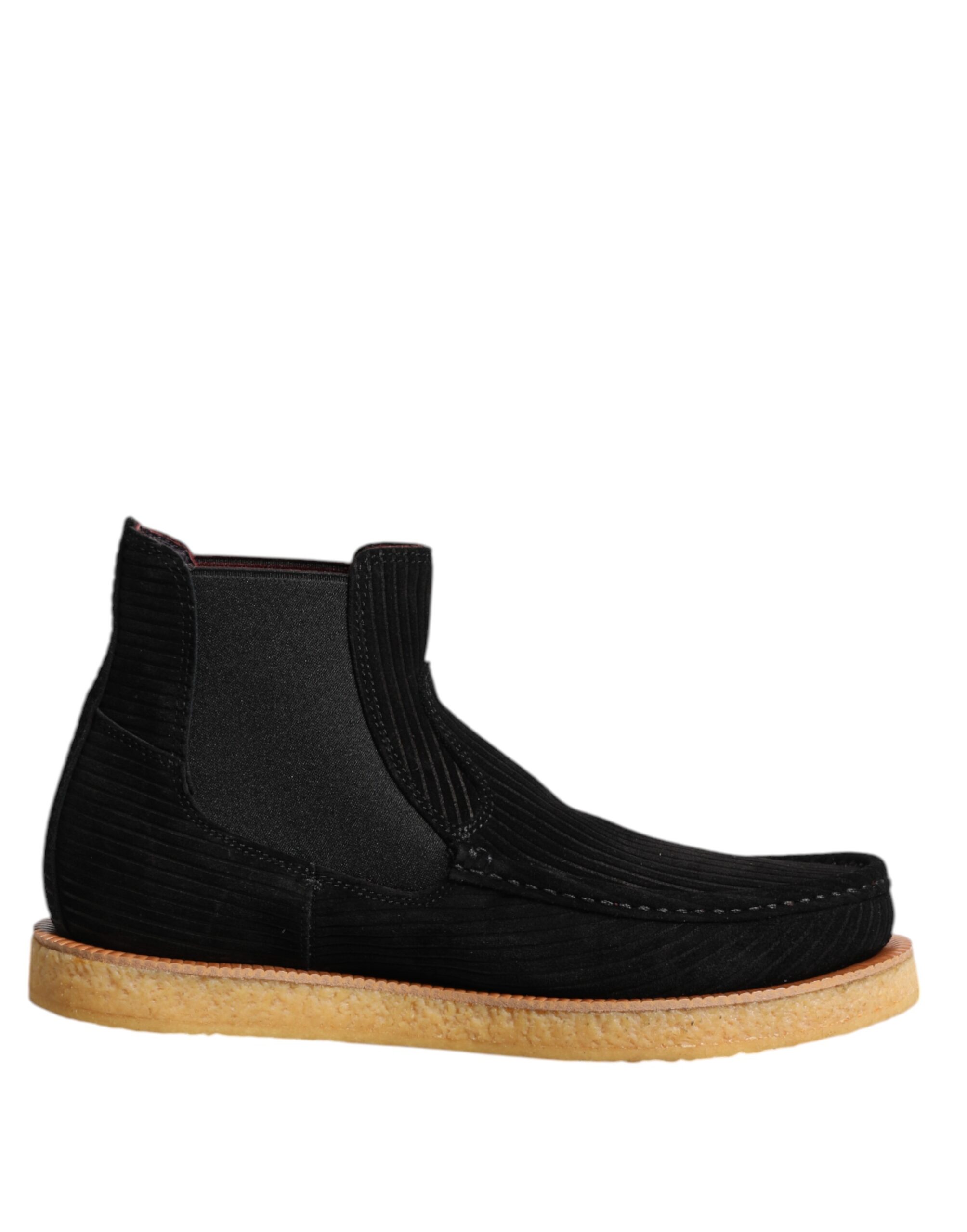 Dolce & Gabbana Black Calf Suede Slip On Ankle Boots Shoes - Image 7