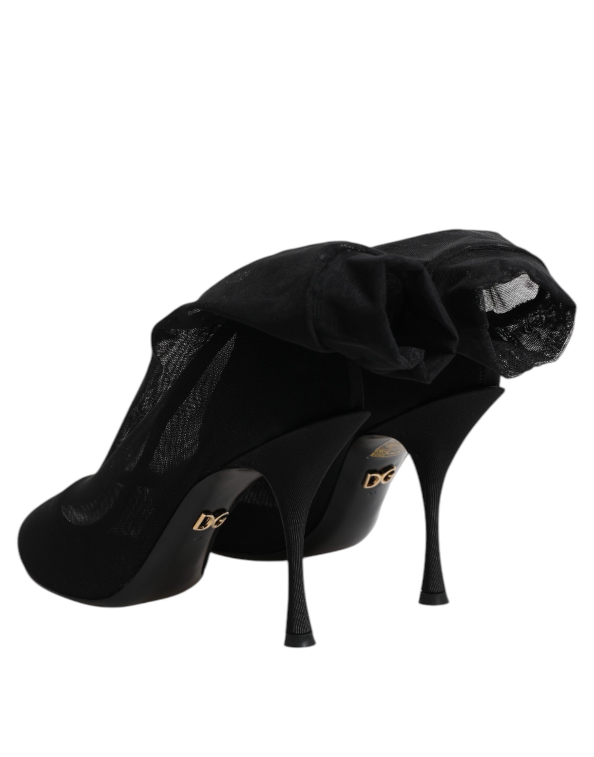 Dolce & Gabbana Black Silk Stretch Mesh Sock Boots Shoes - Image 5