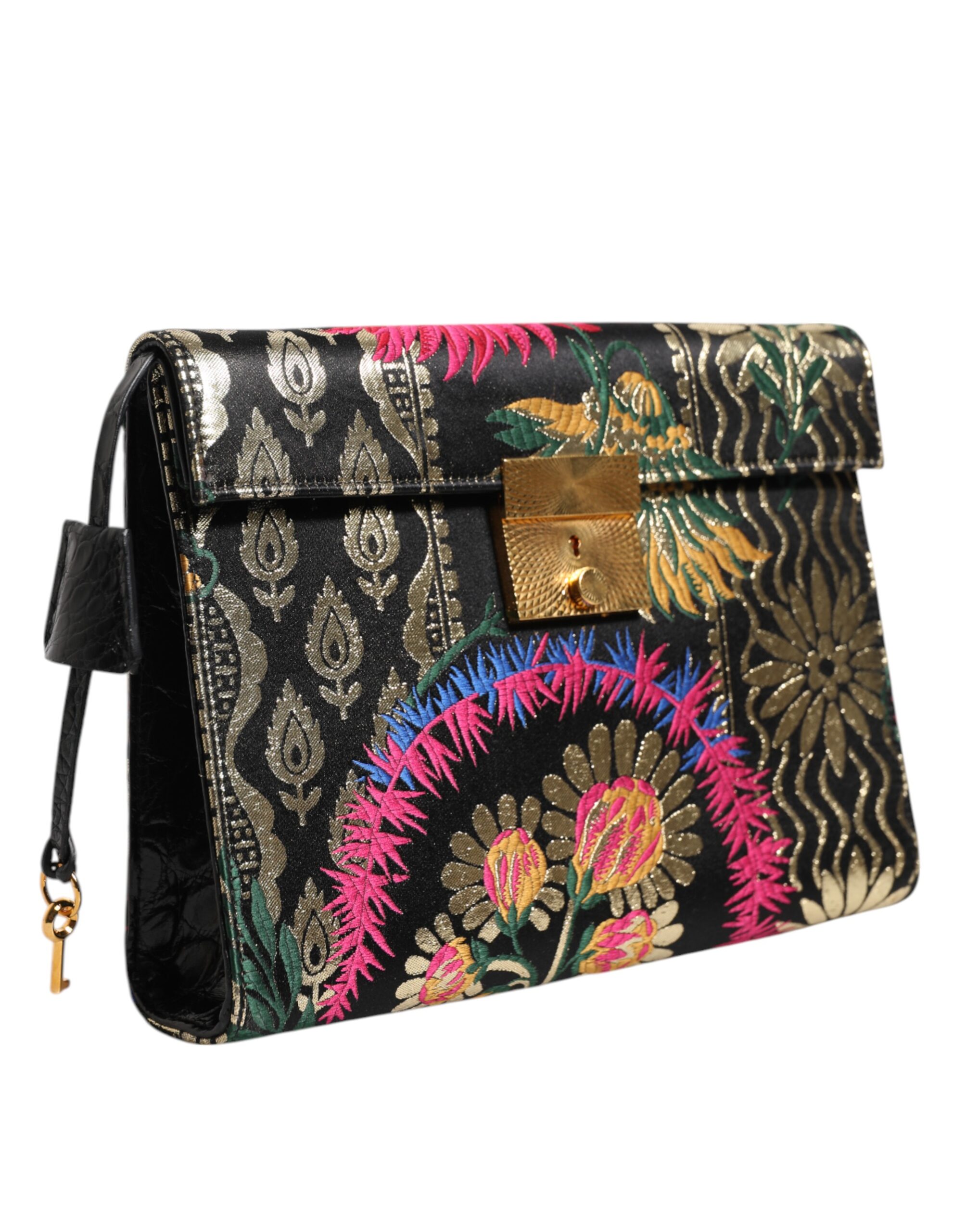 Dolce & Gabbana Multicolor Jacquard Floral Document Briefcase Bag - Image 3