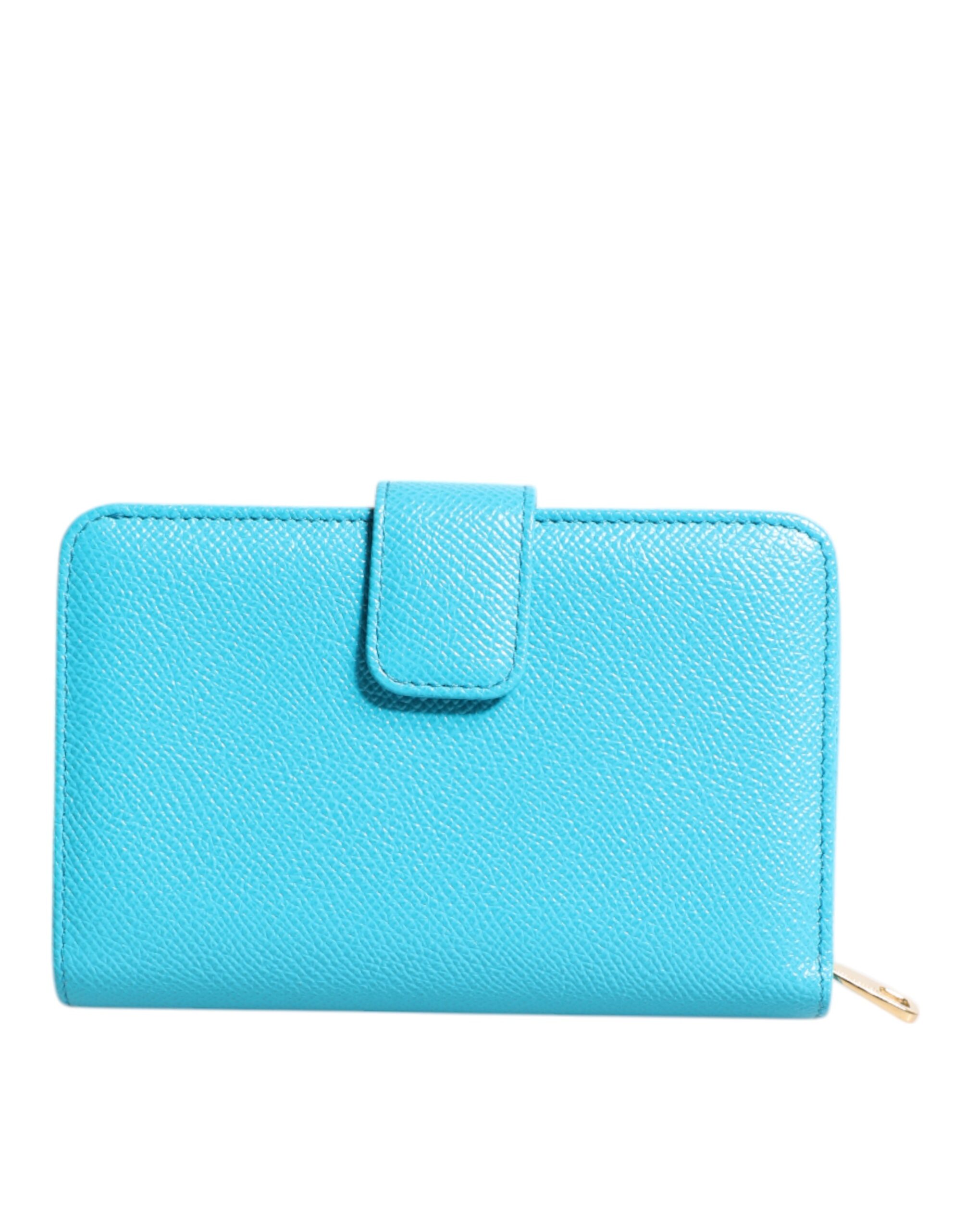 Dolce & Gabbana Light Blue Leather Bifold Continental Clutch Wallet - Image 5