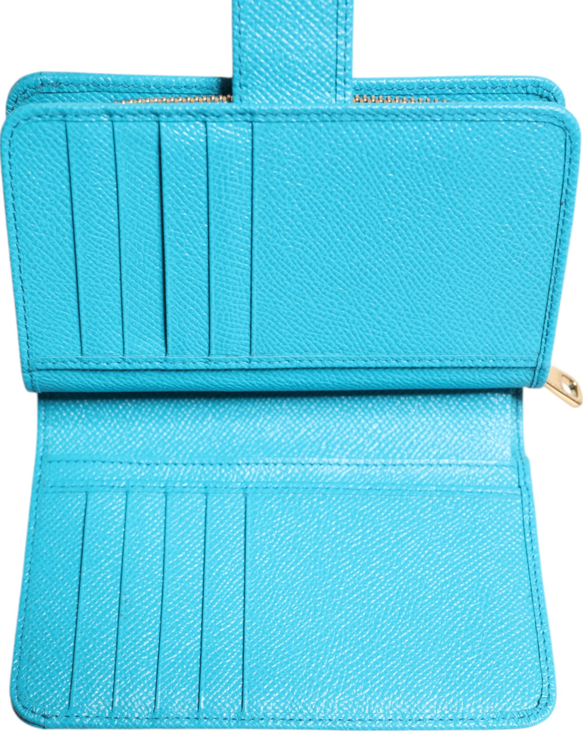 Dolce & Gabbana Light Blue Leather Bifold Continental Clutch Wallet - Image 8