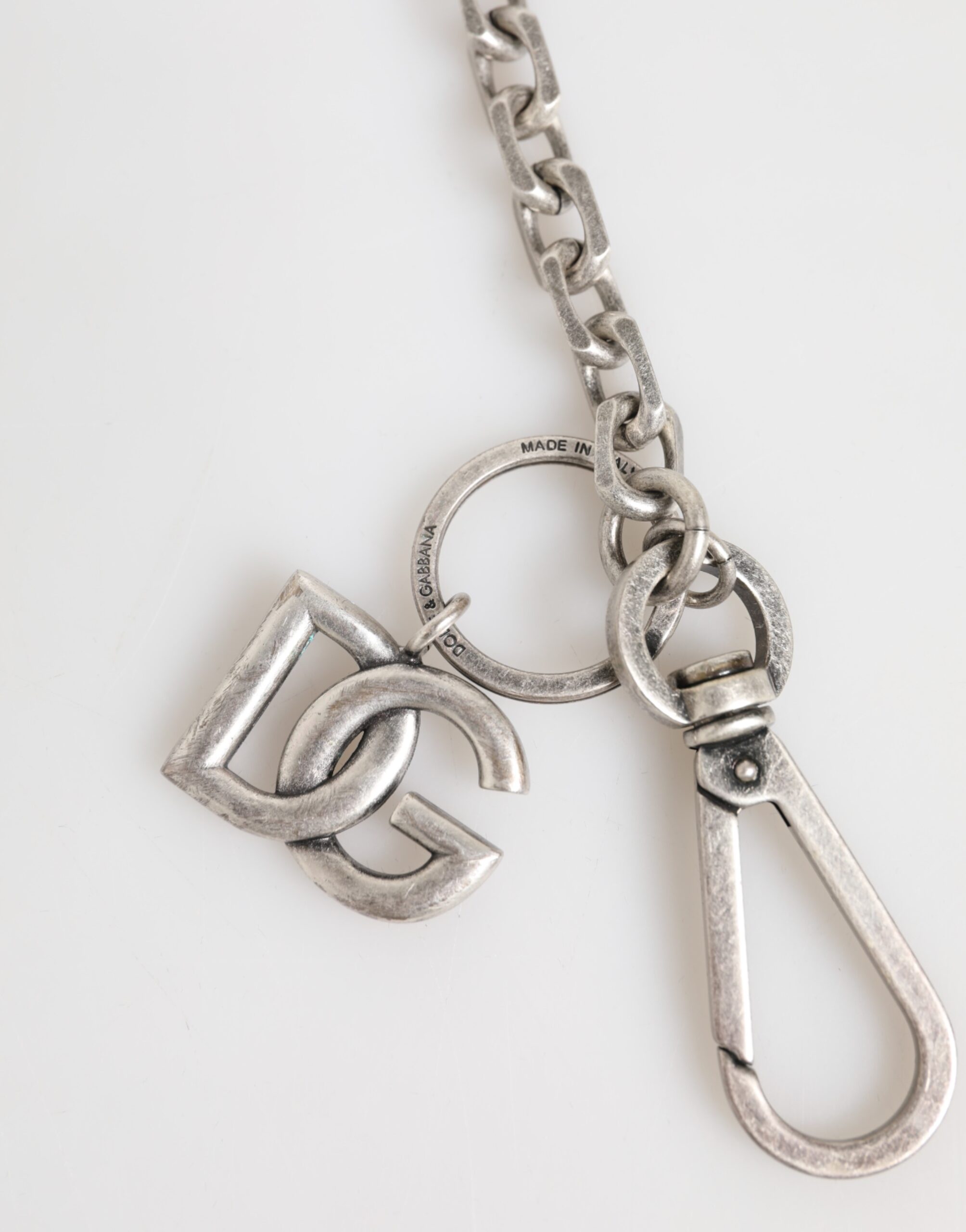 Dolce & Gabbana Silver Tone Brass DG Logo Detailing Chain Men Necklace - Image 4