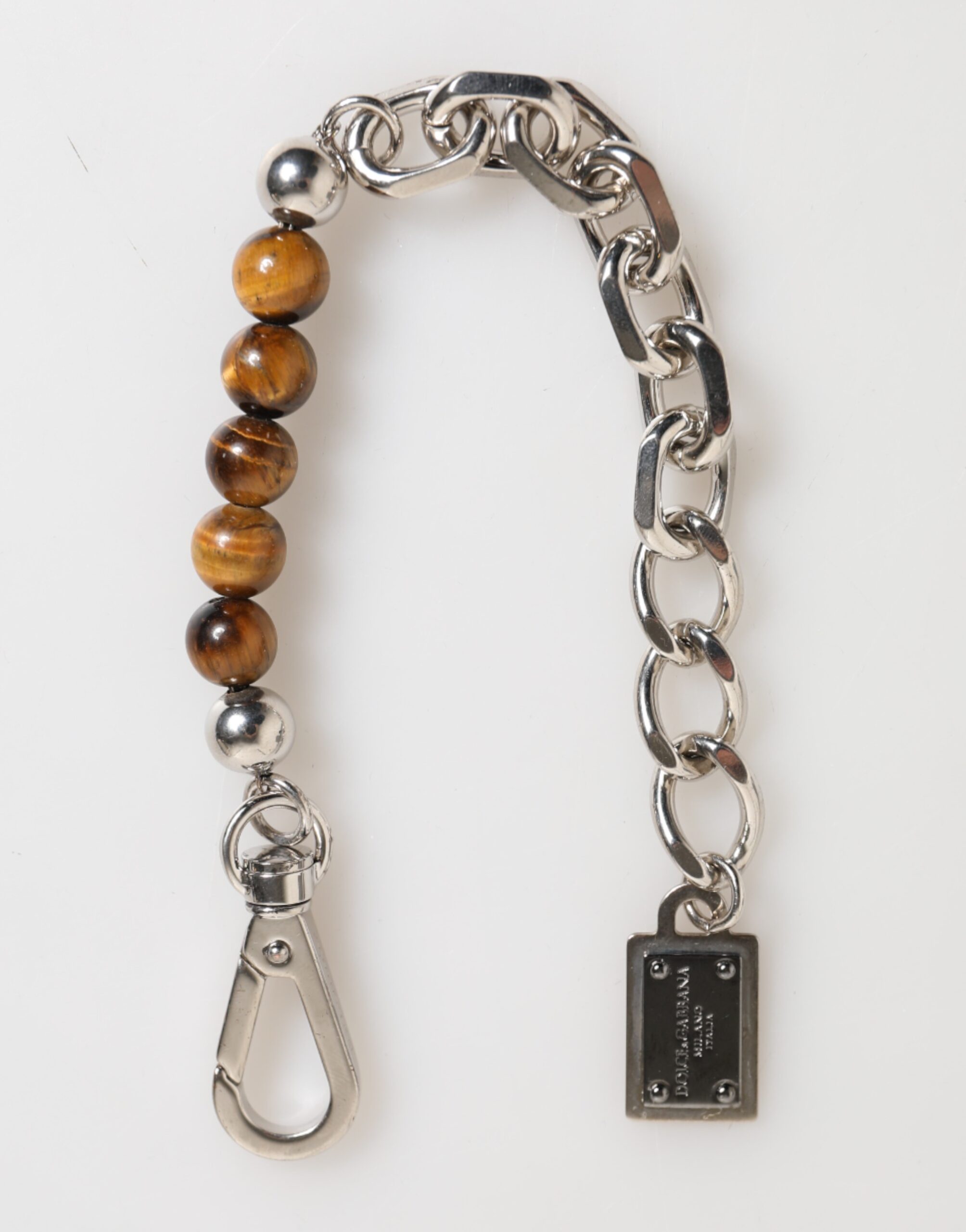 Dolce & Gabbana Silver Chain Brass Beaded Lobster Clasp Logo Men Bracelet - Image 6