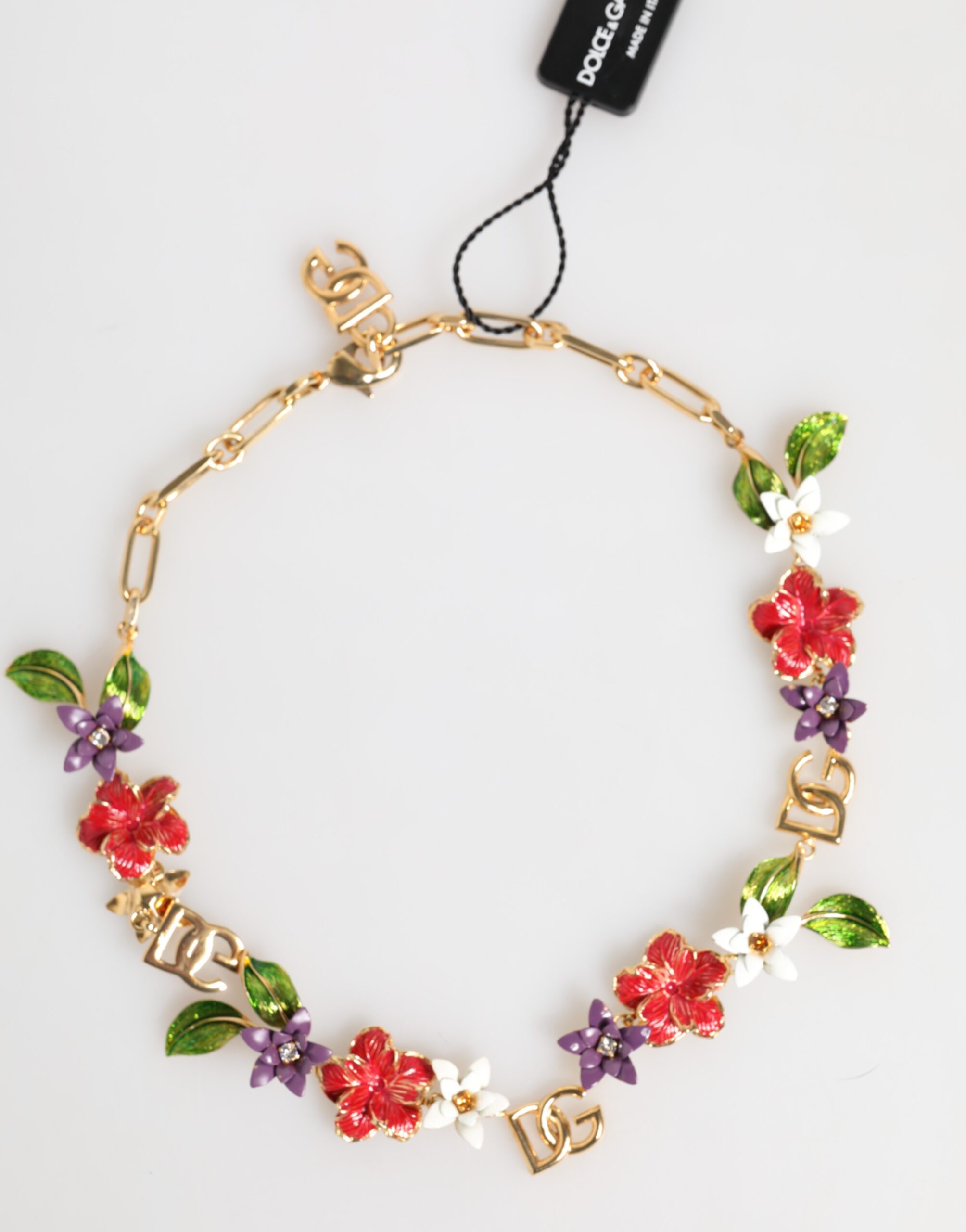 Dolce & Gabbana Gold Brass Logo Detail Floral Fashion Jewelry Necklace - Image 2
