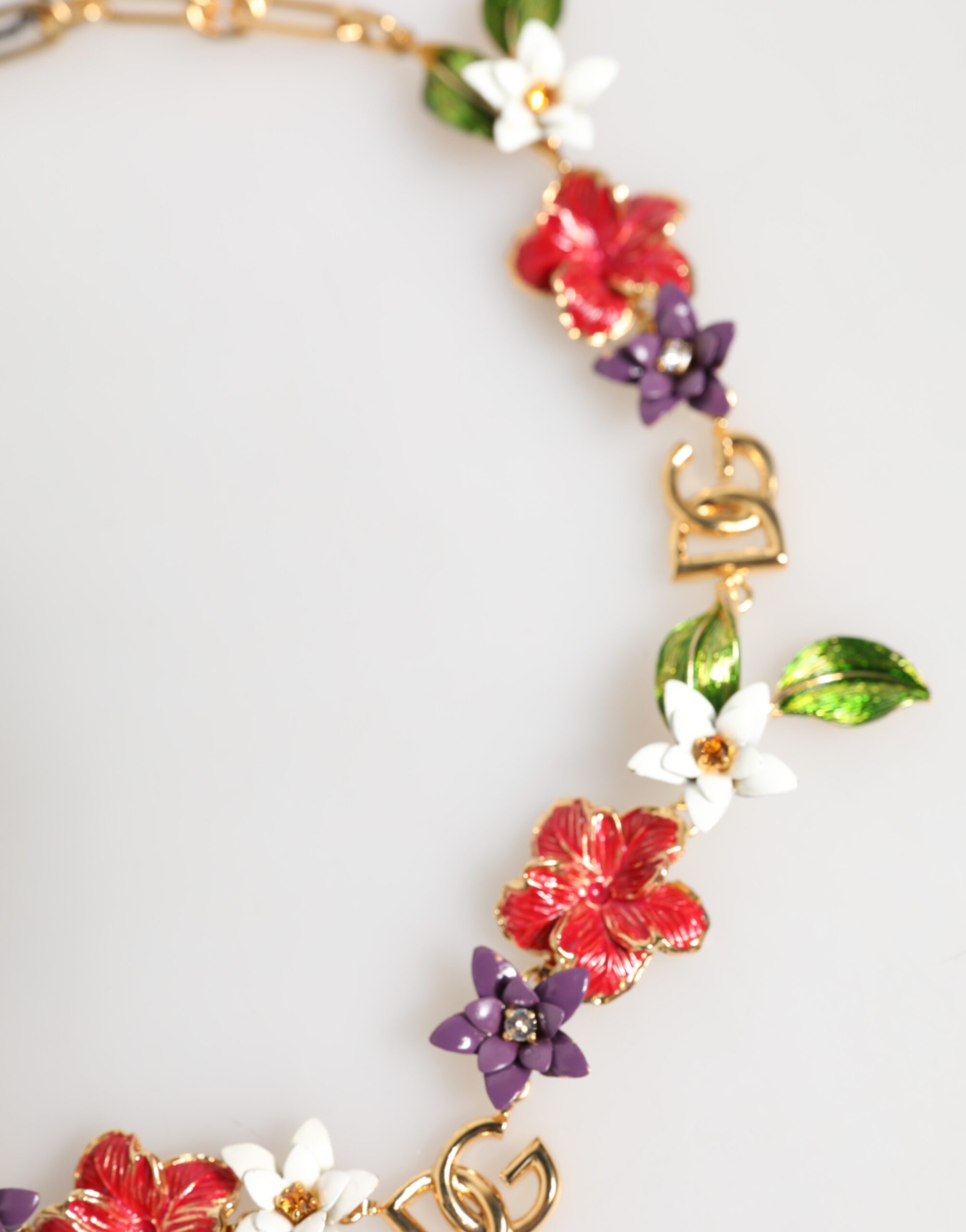 Dolce & Gabbana Gold Brass Logo Detail Floral Fashion Jewelry Necklace - Image 3