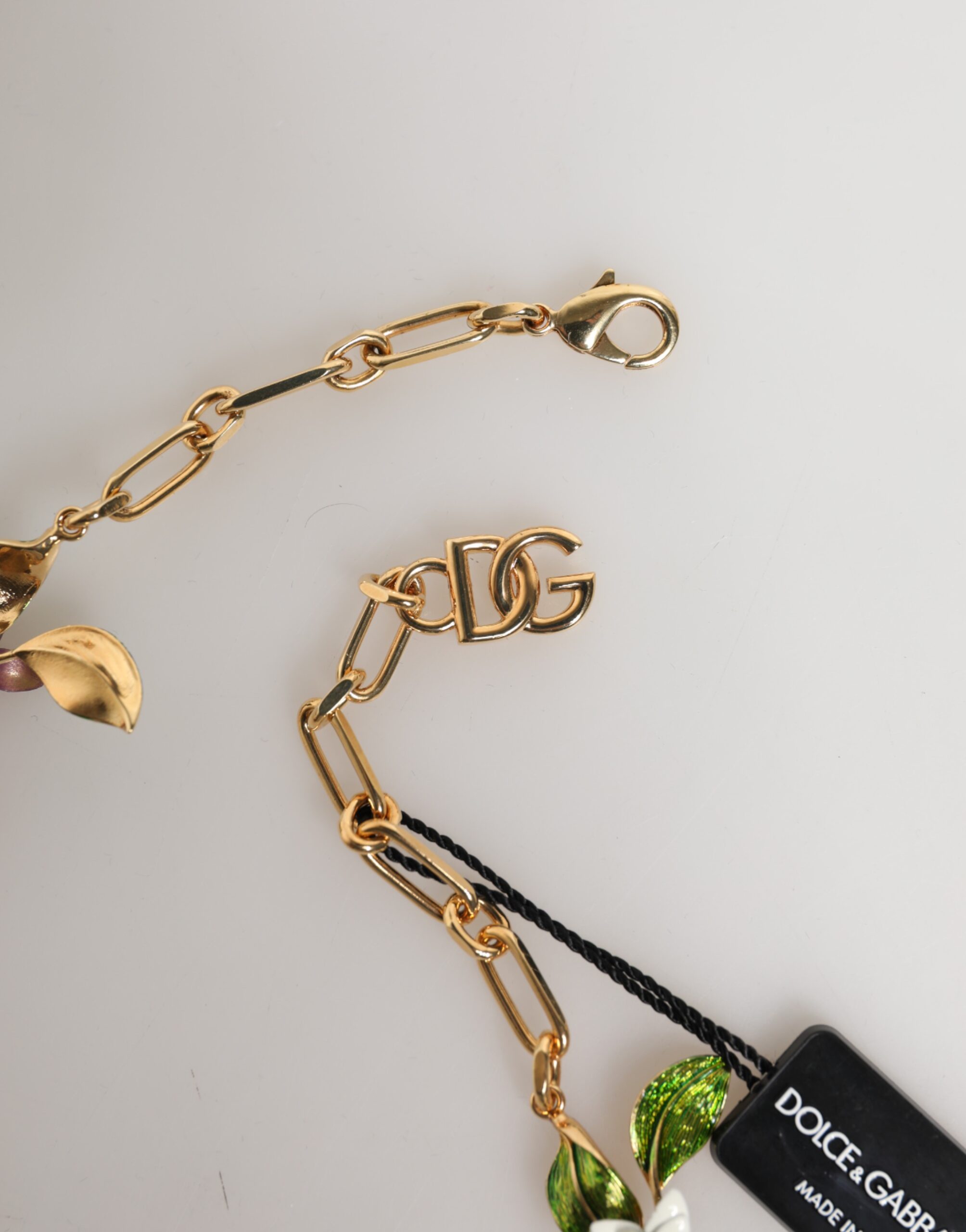 Dolce & Gabbana Gold Brass Logo Detail Floral Fashion Jewelry Necklace - Image 5