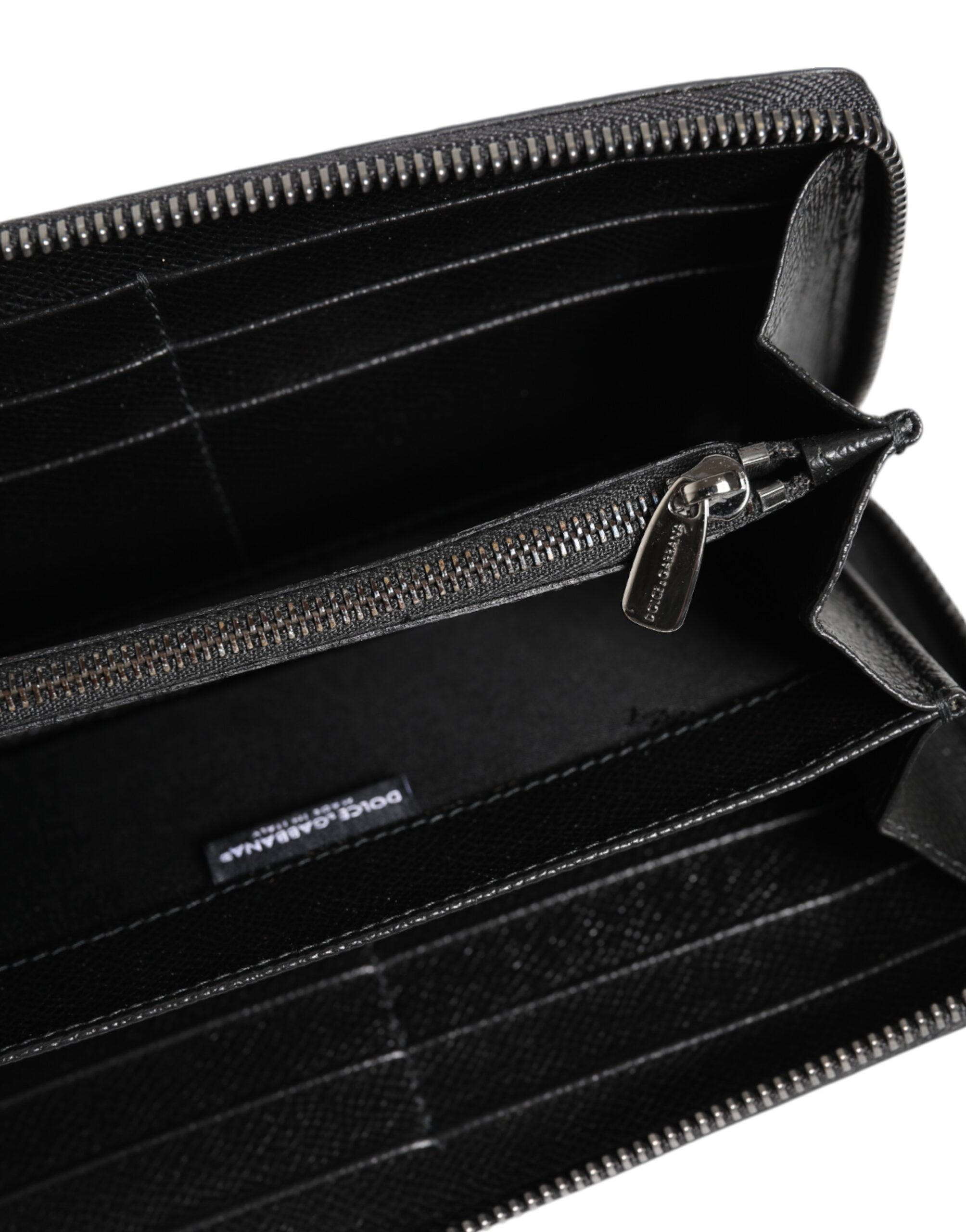 Dolce & Gabbana Black Gray Leopard Leather Zip Around Continental Wallet - Image 7