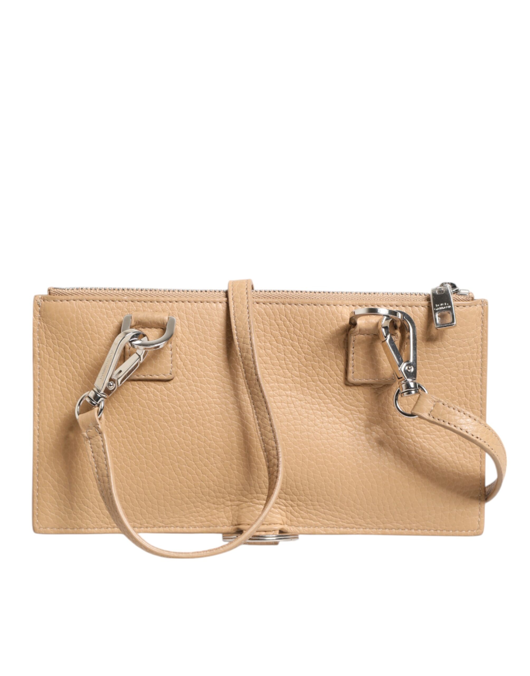 Dolce & Gabbana Beige Calfskin Leather Large Crossbody Card Holder Wallet - Image 6