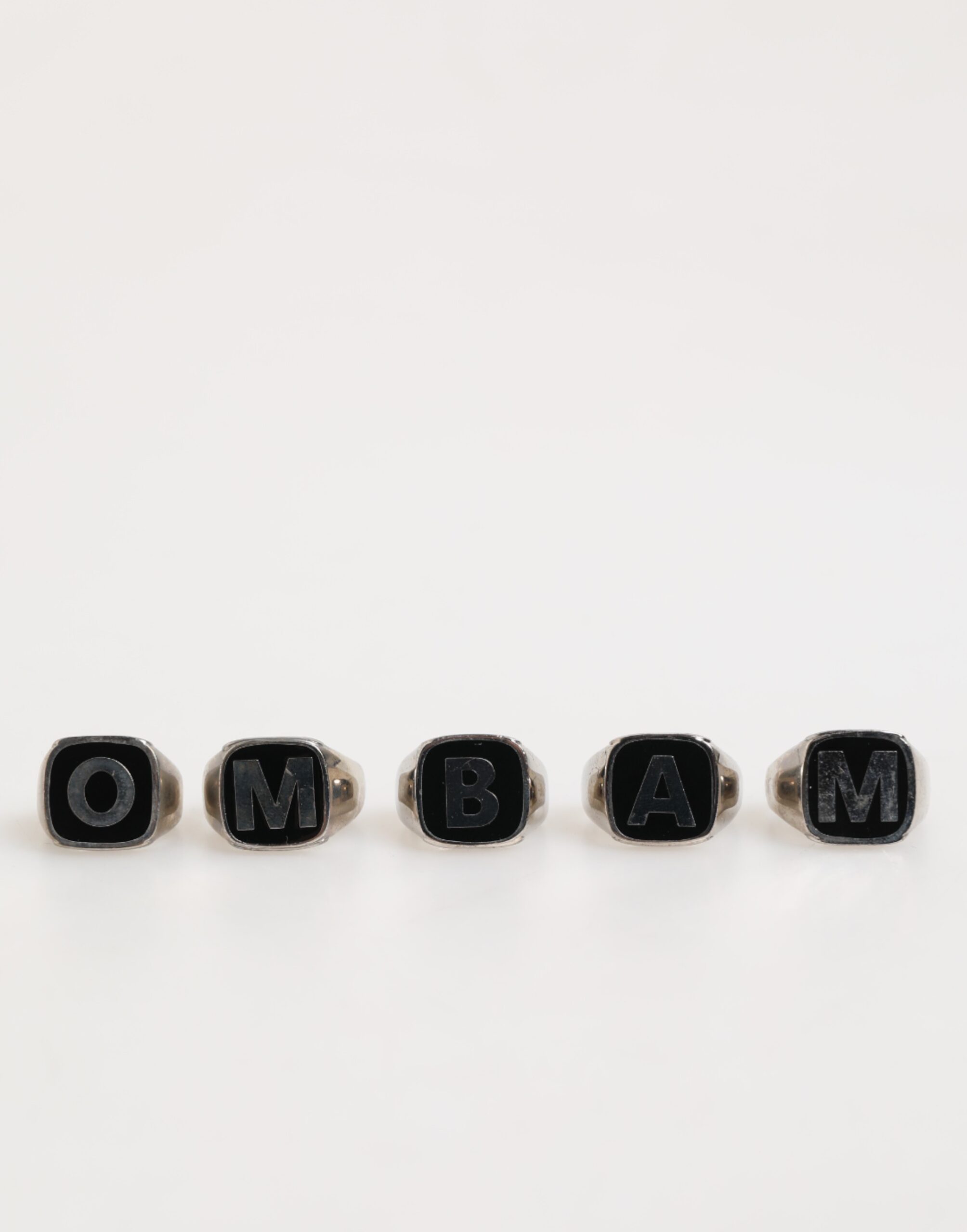 Dolce & Gabbana Silver Tone Brass Lettering Set 5 Pieces Adjustable Ring