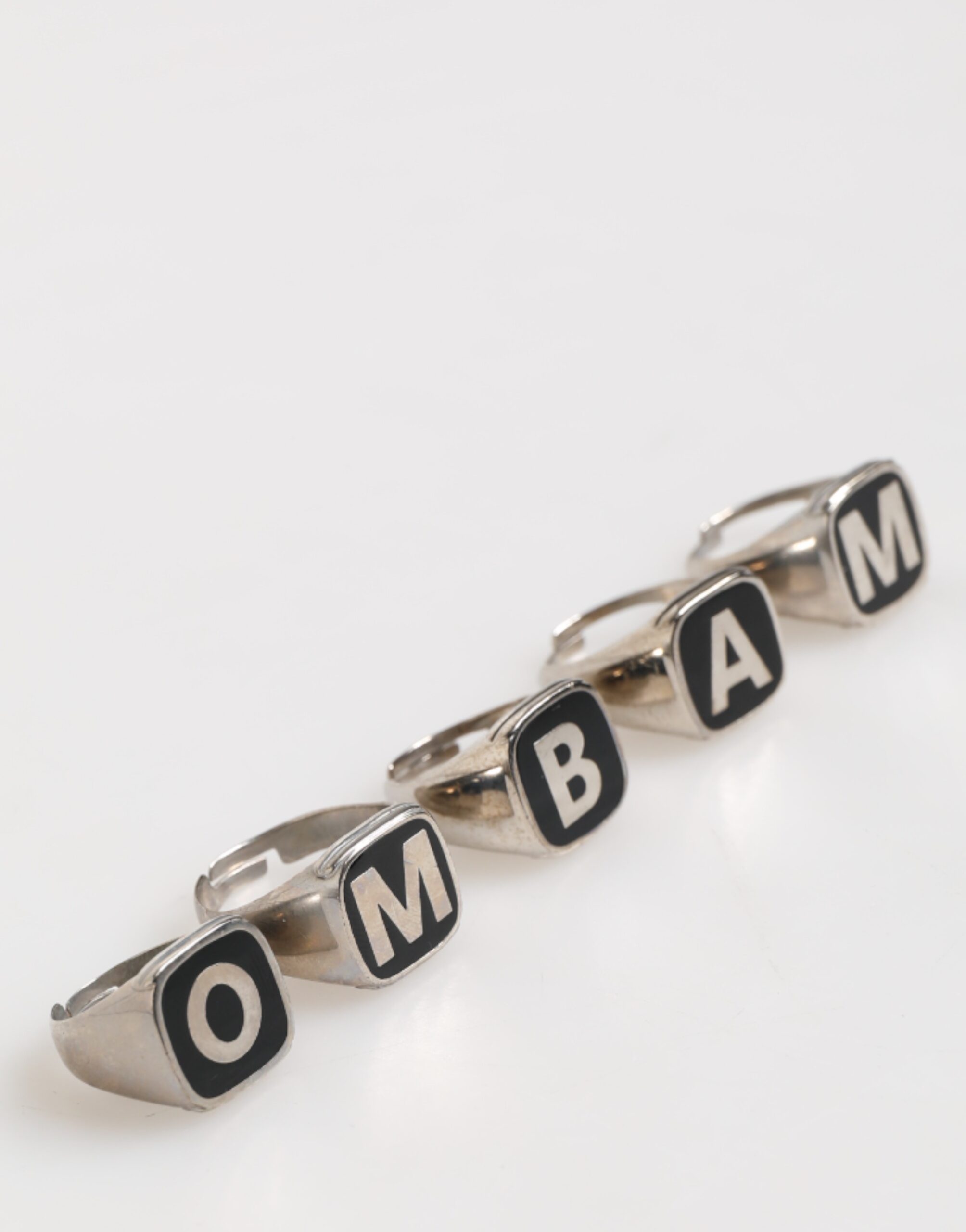 Dolce & Gabbana Silver Tone Brass Lettering Set 5 Pieces Adjustable Ring - Image 3