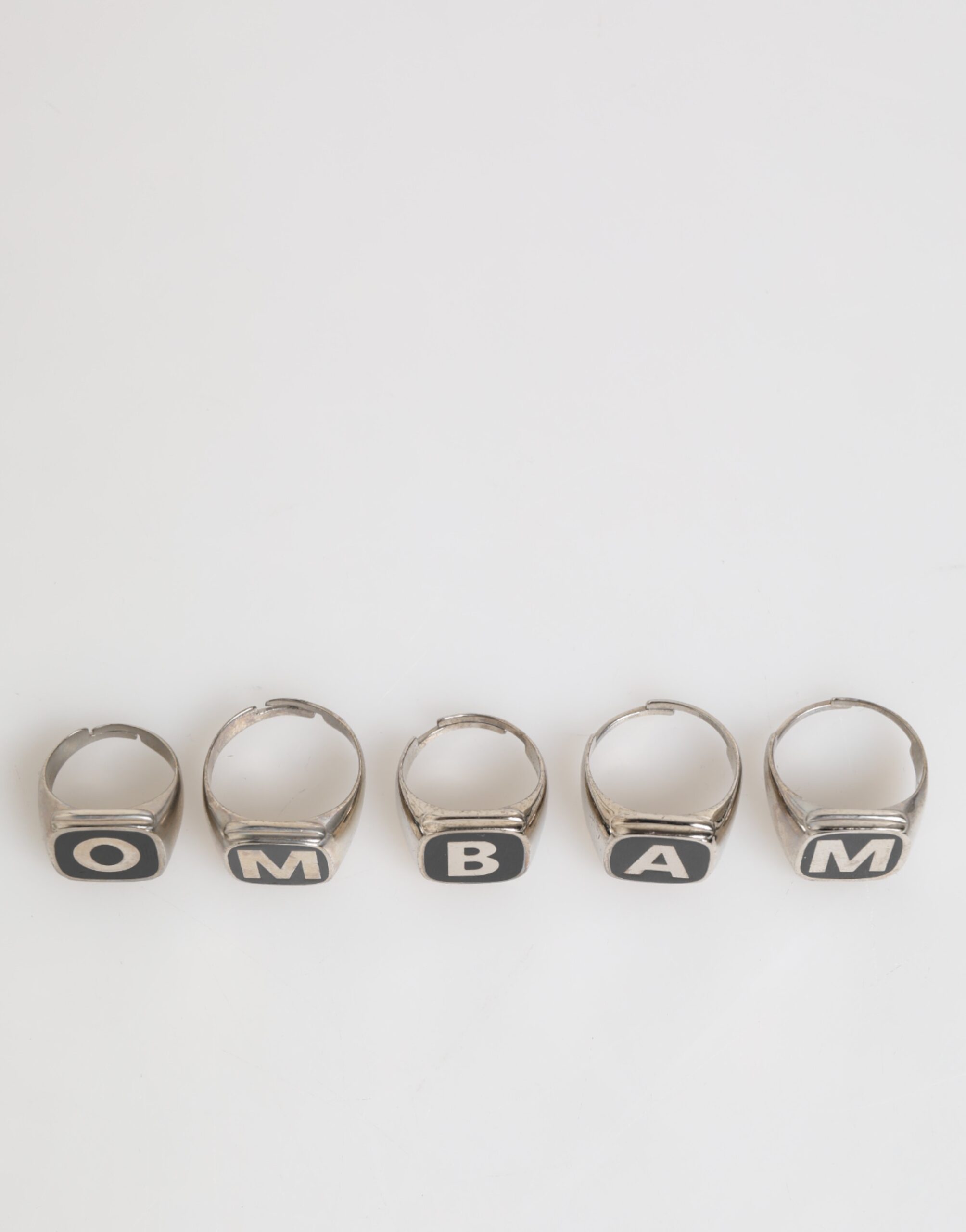 Dolce & Gabbana Silver Tone Brass Lettering Set 5 Pieces Adjustable Ring - Image 4