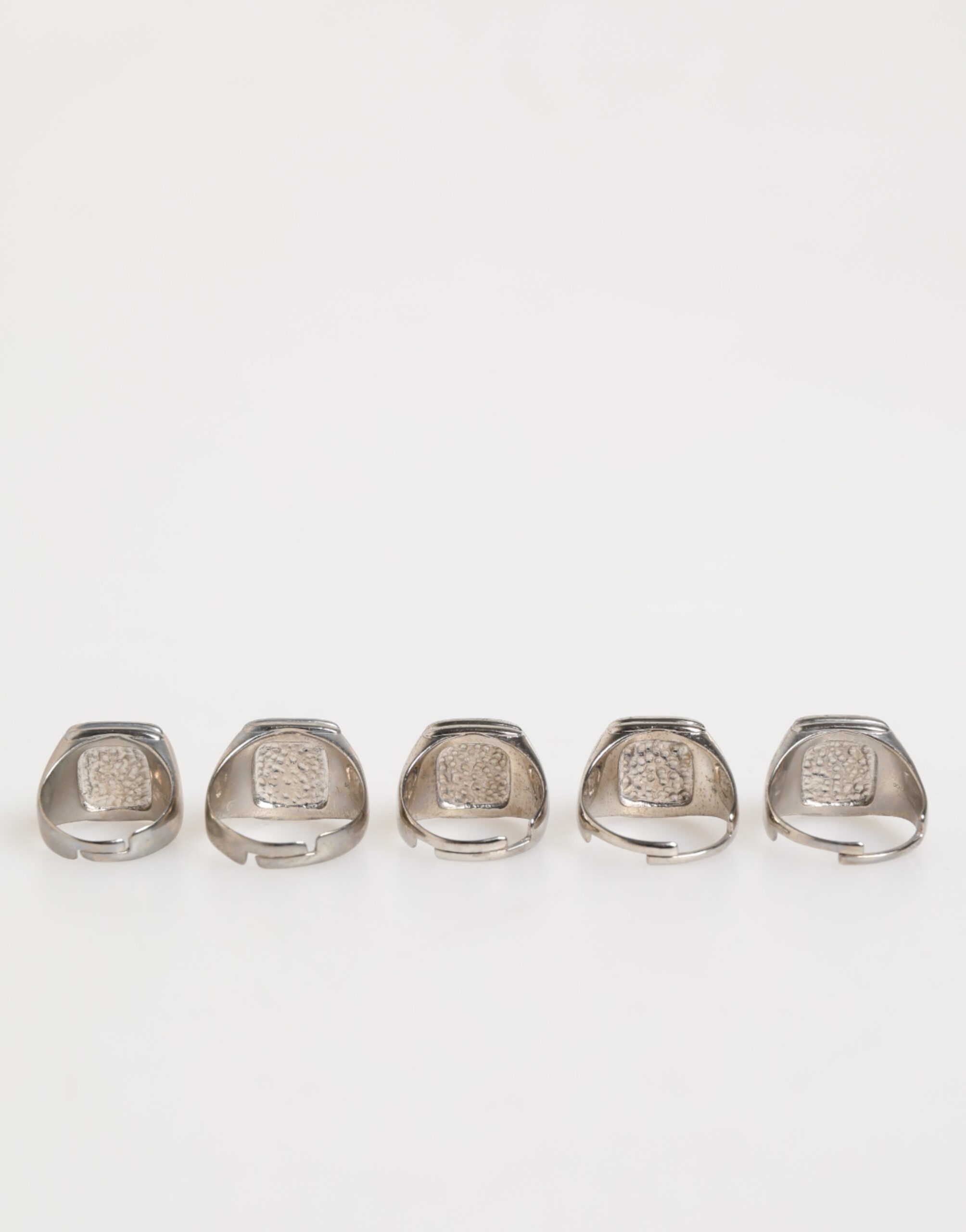 Dolce & Gabbana Silver Tone Brass Lettering Set 5 Pieces Adjustable Ring - Image 5