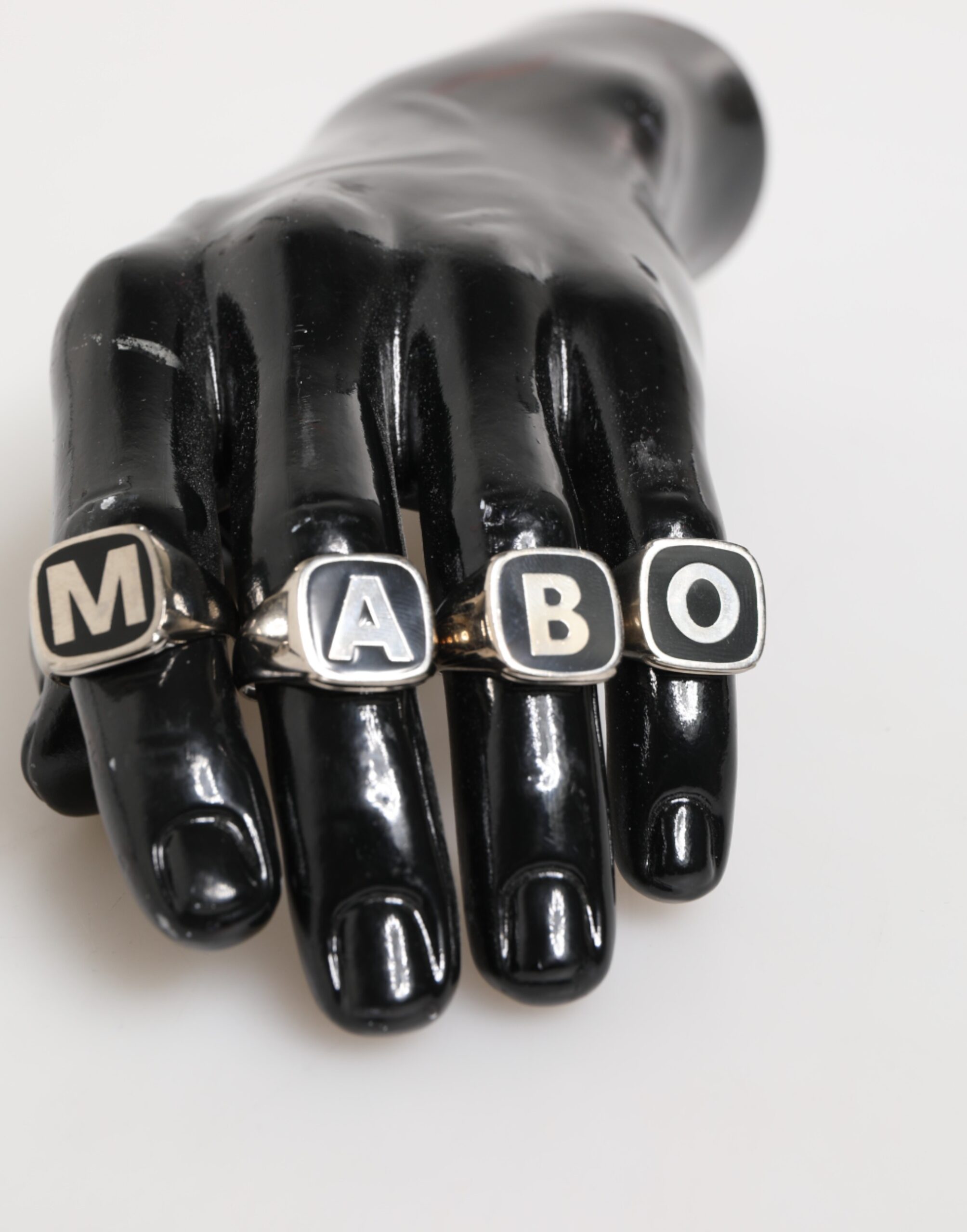 Dolce & Gabbana Silver Tone Brass Lettering Set 5 Pieces Adjustable Ring - Image 6