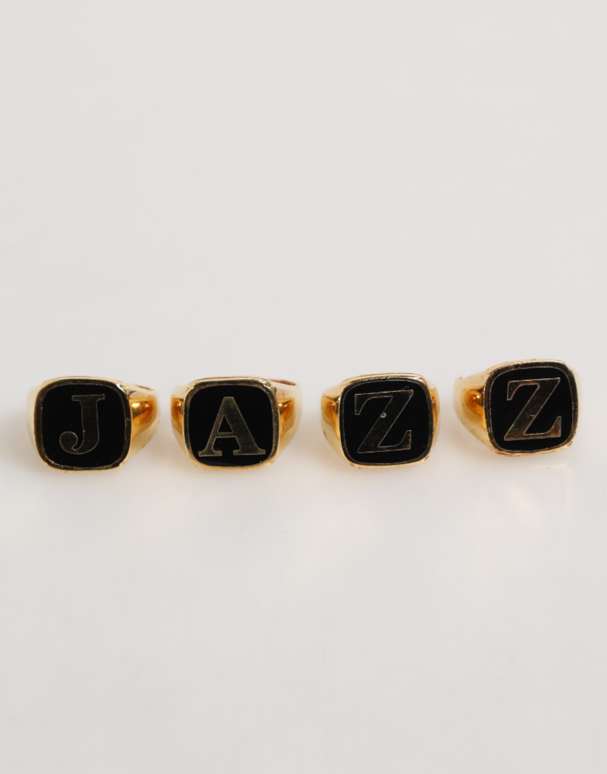 Dolce & Gabbana Gold Tone Brass JAZZ Letter Set 4 Pieces Adjustable Ring - Image 2