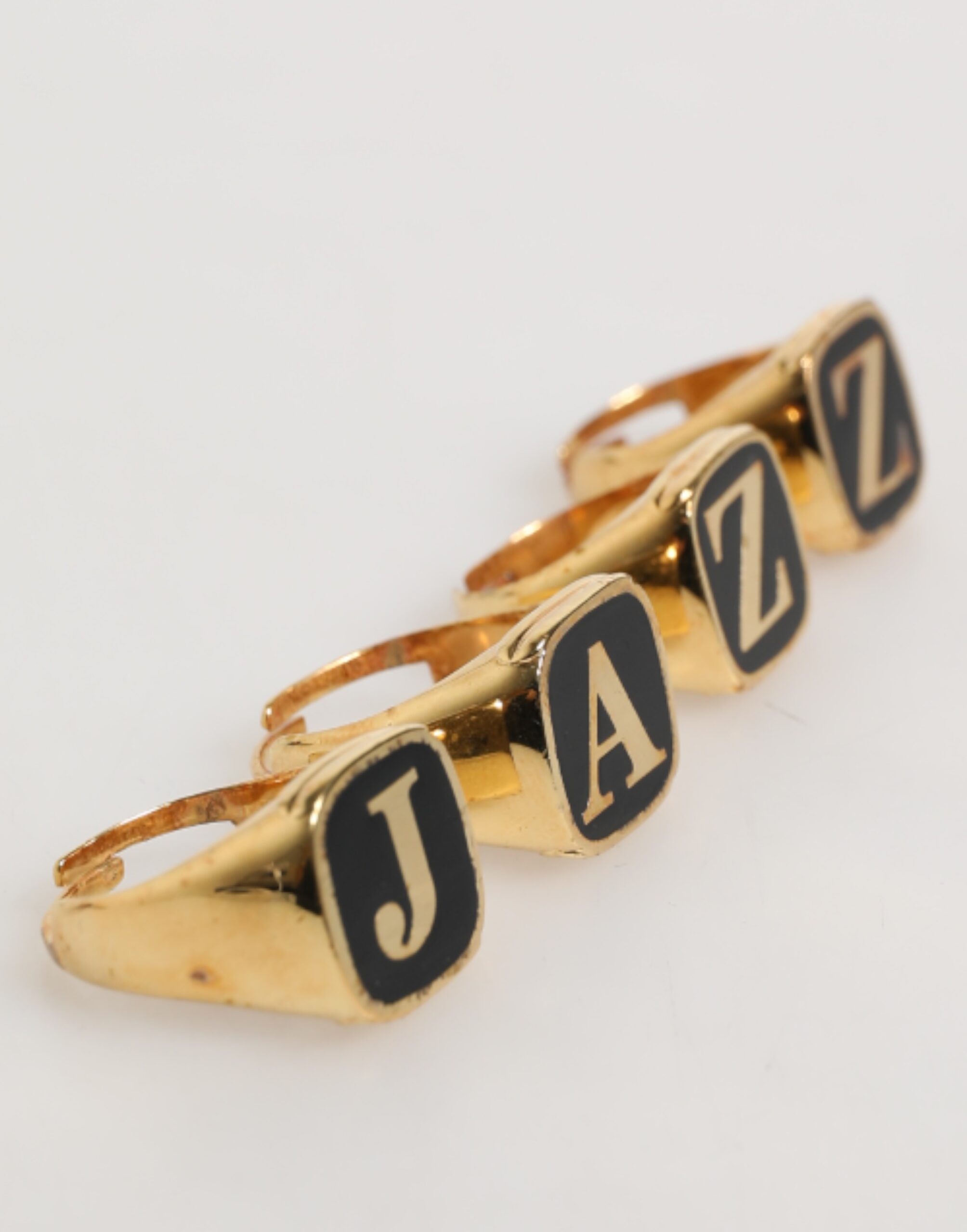Dolce & Gabbana Gold Tone Brass JAZZ Letter Set 4 Pieces Adjustable Ring - Image 3