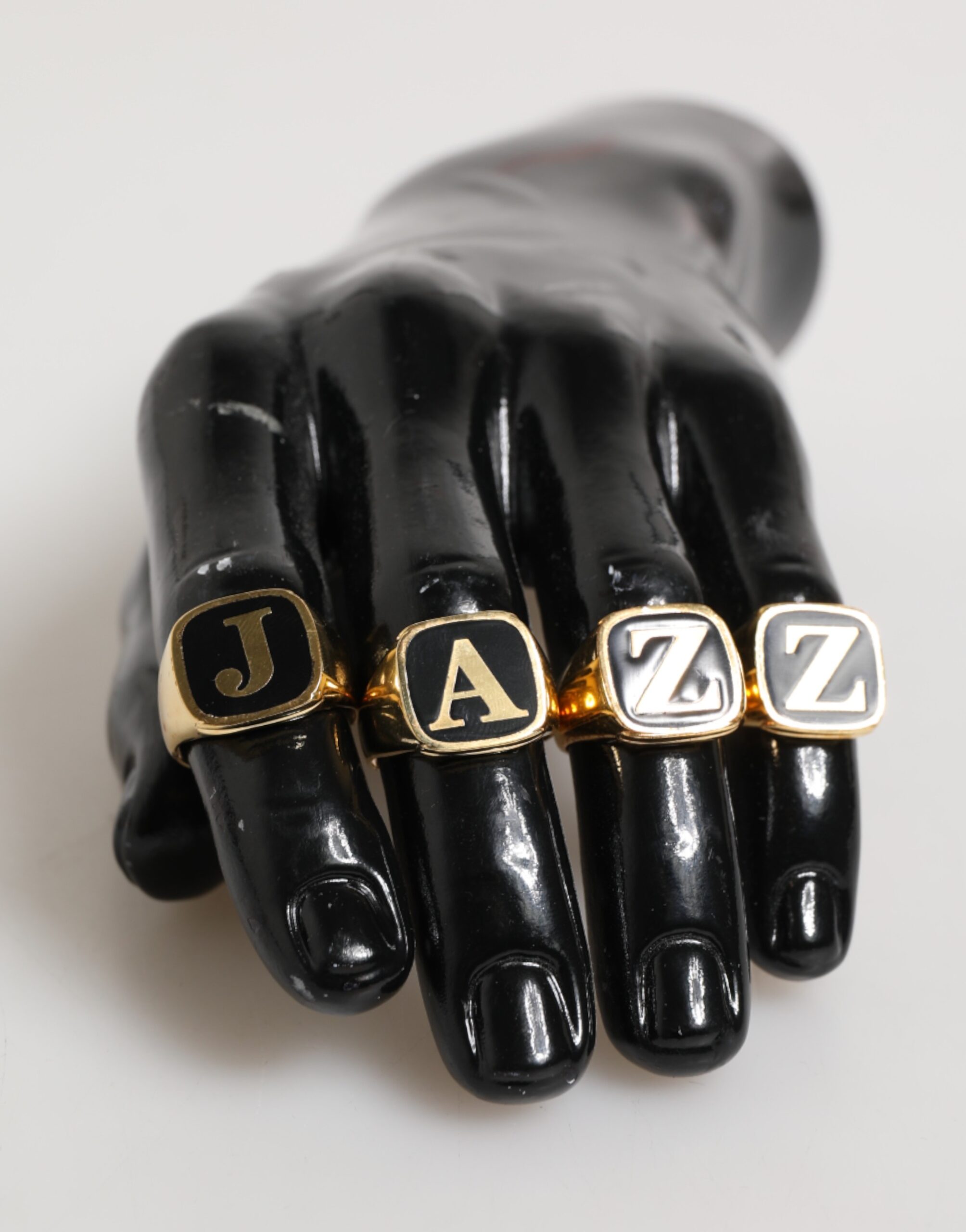 Dolce & Gabbana Gold Tone Brass JAZZ Letter Set 4 Pieces Adjustable Ring - Image 6