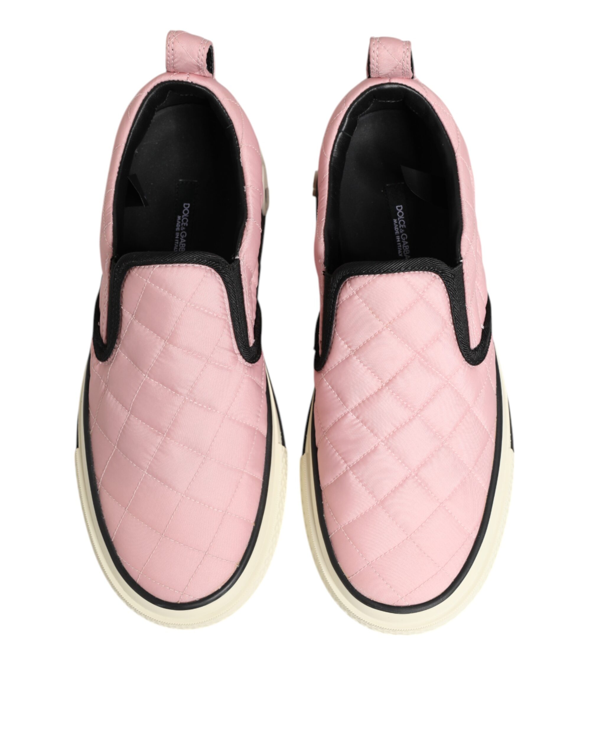 Dolce & Gabbana Pink Quilted Nylon Slip-On Sneaker Shoes - Image 4