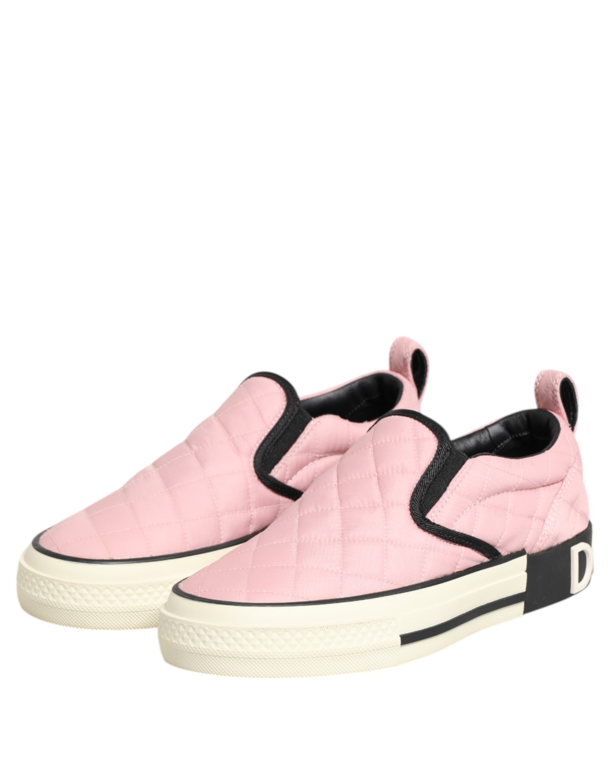Dolce & Gabbana Pink Quilted Nylon Slip-On Sneaker Shoes - Image 5