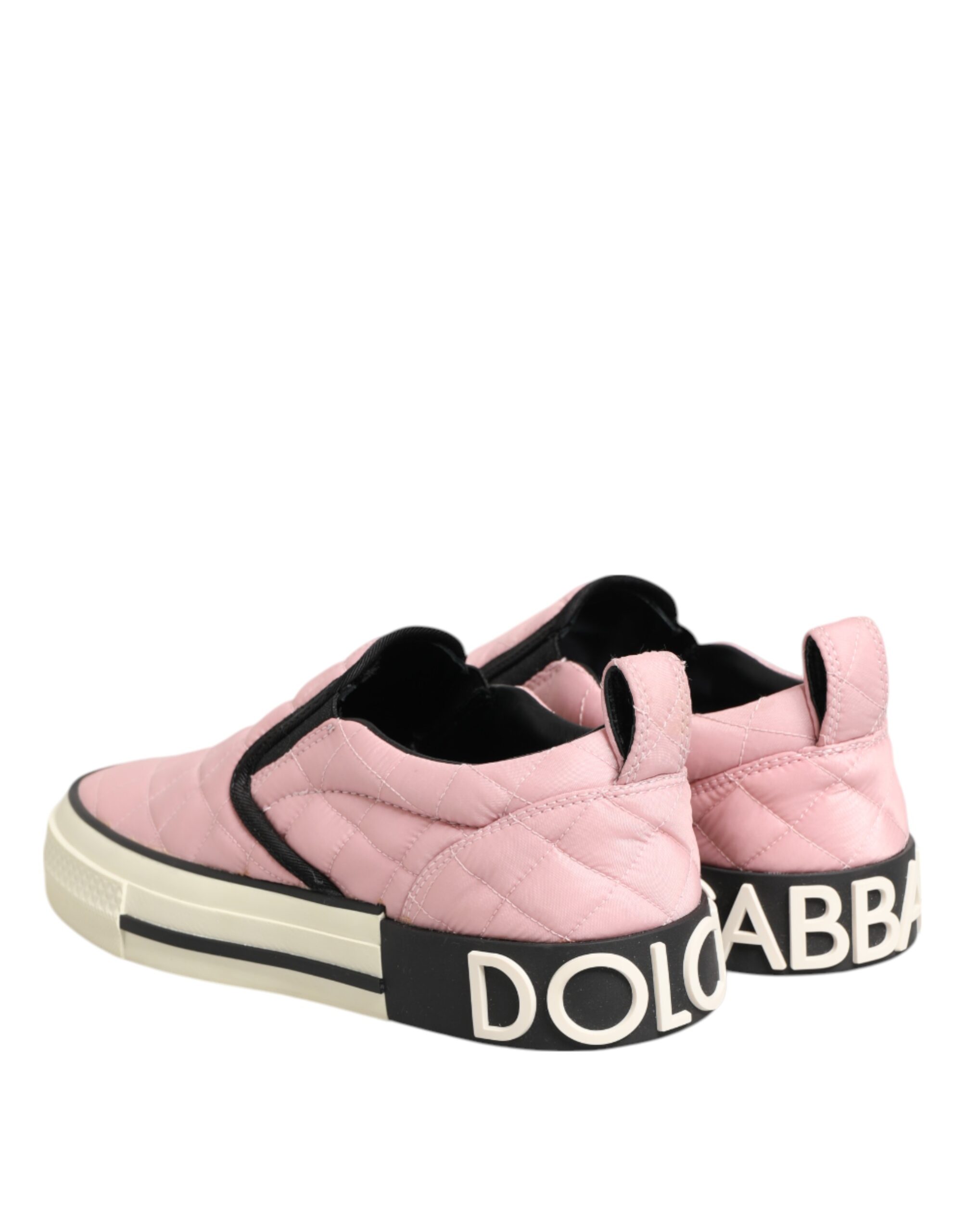 Dolce & Gabbana Pink Quilted Nylon Slip-On Sneaker Shoes - Image 6