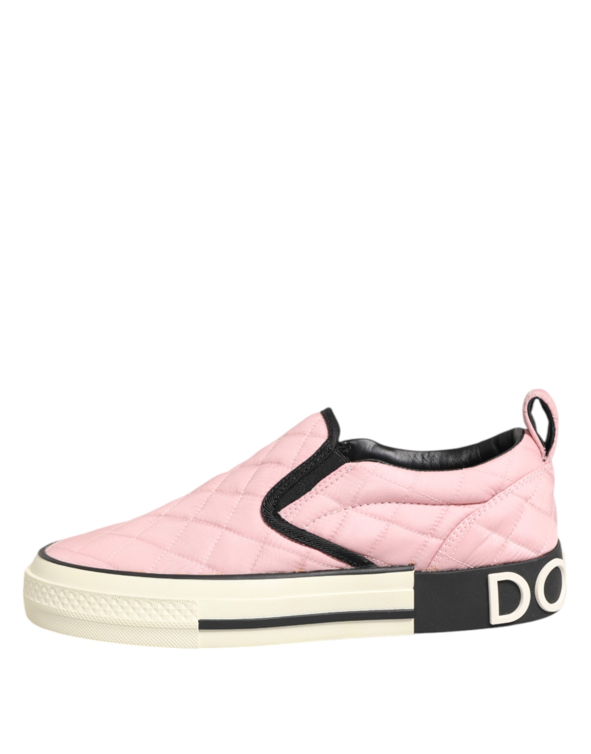 Dolce & Gabbana Pink Quilted Nylon Slip-On Sneaker Shoes - Image 7