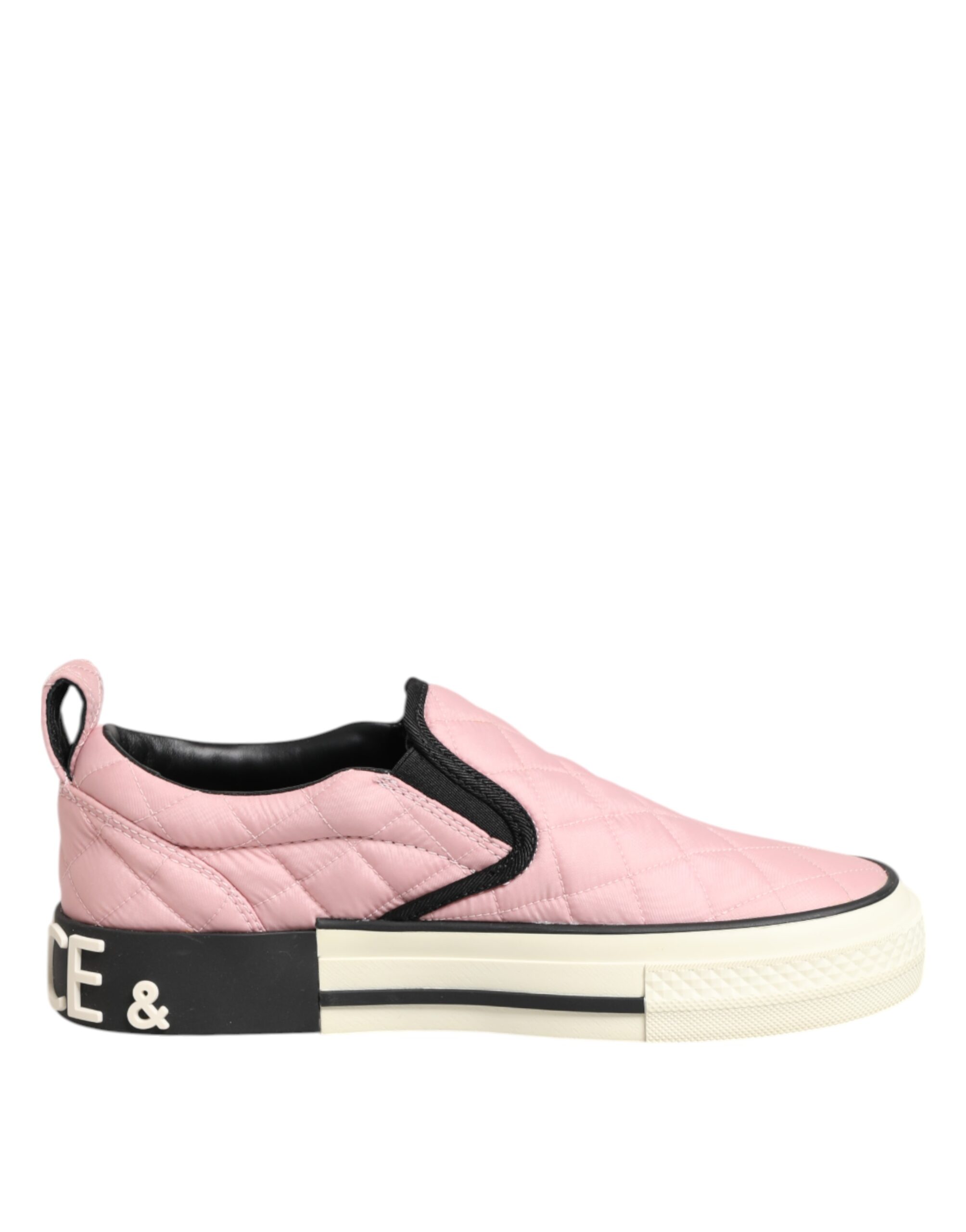 Dolce & Gabbana Pink Quilted Nylon Slip-On Sneaker Shoes - Image 2