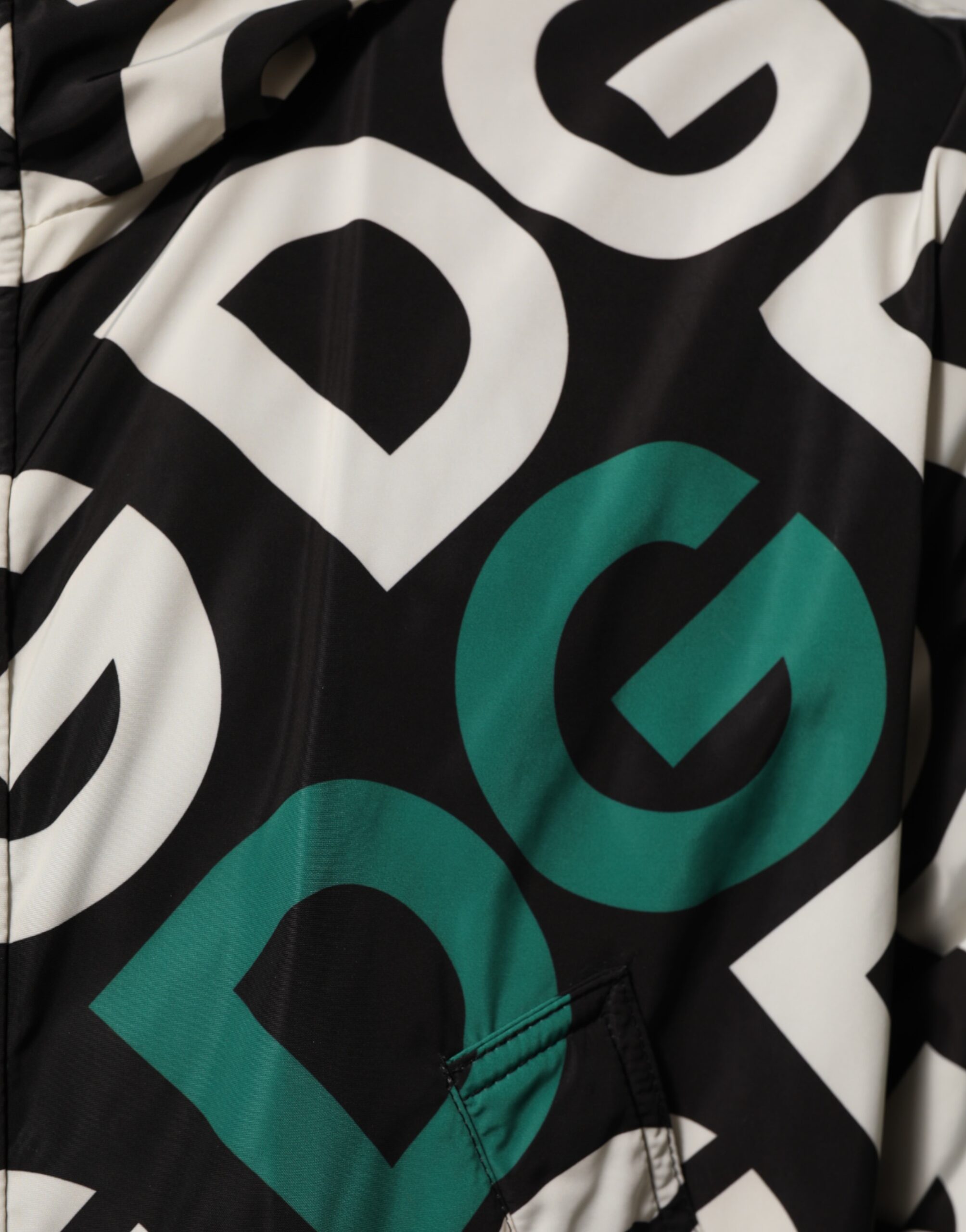 Dolce & Gabbana Black White Logo Print Hooded Coat Men Jacket - Image 6