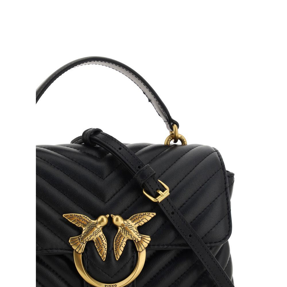 PINKO Black Calf Leather Bos Taurus Handbag - Image 4