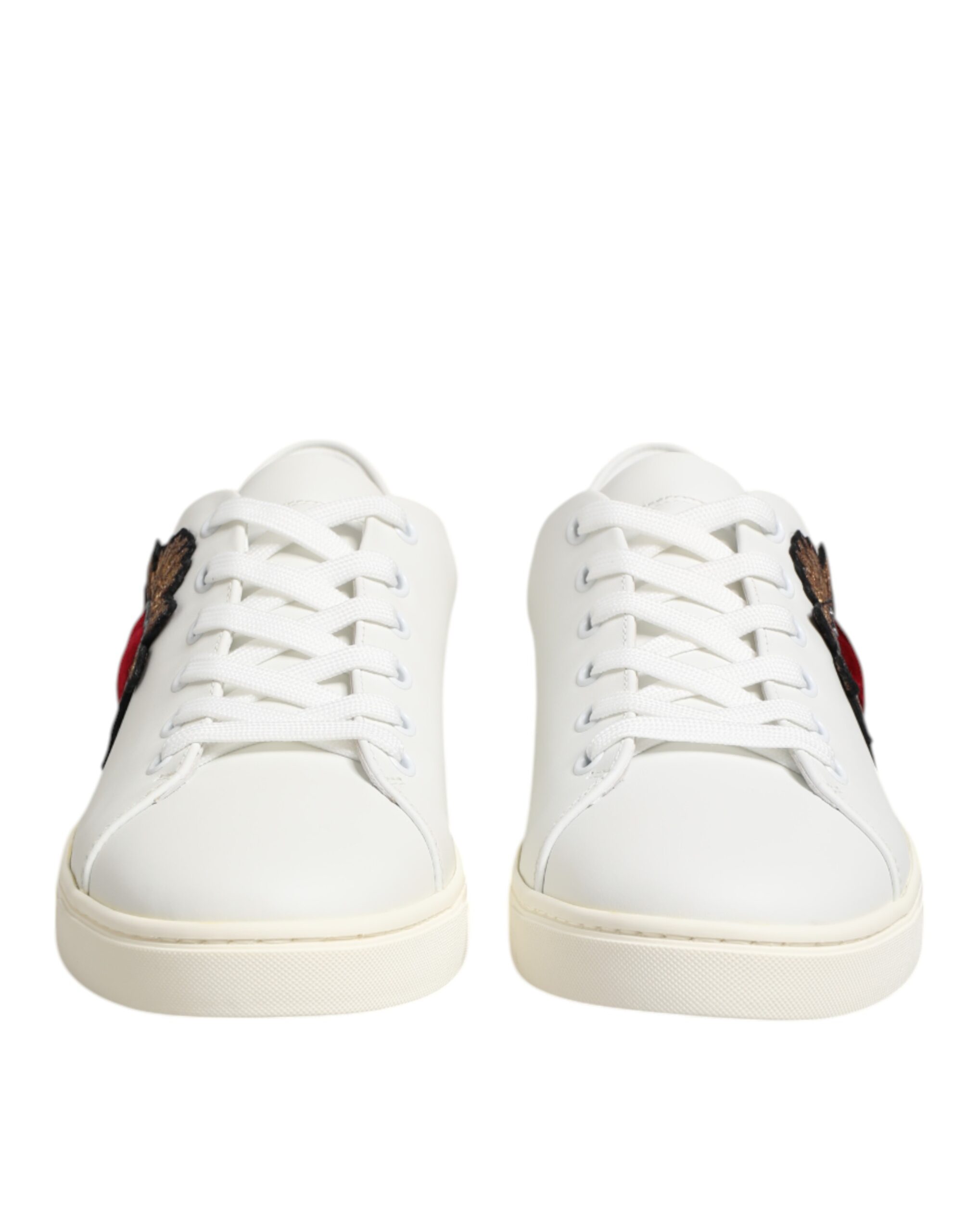 Dolce & Gabbana White Leather Sacred Heart Patch Sneakers Shoes - Image 3