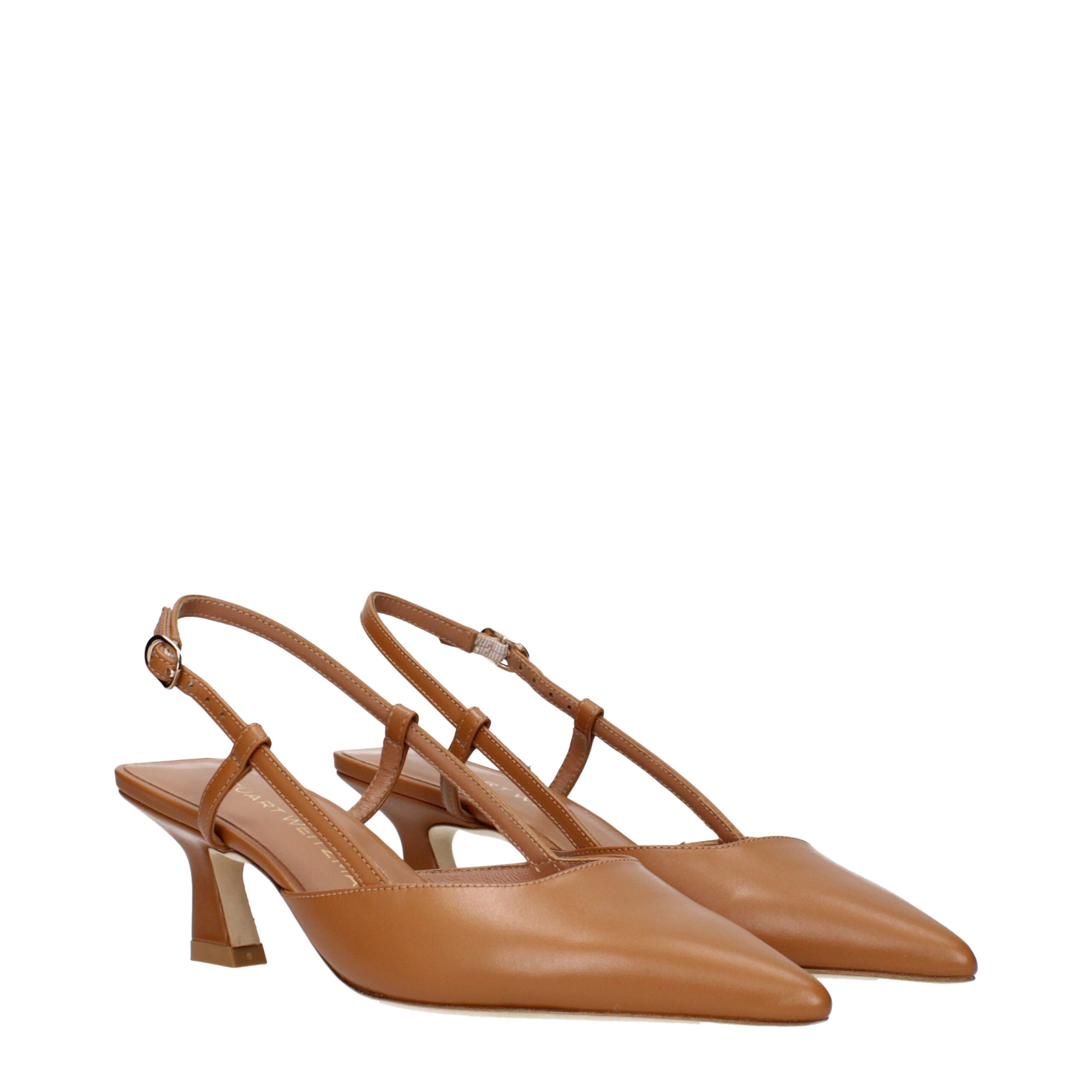 Stuart Weitzman Brown Leather Mid Heel Pumps - Image 2