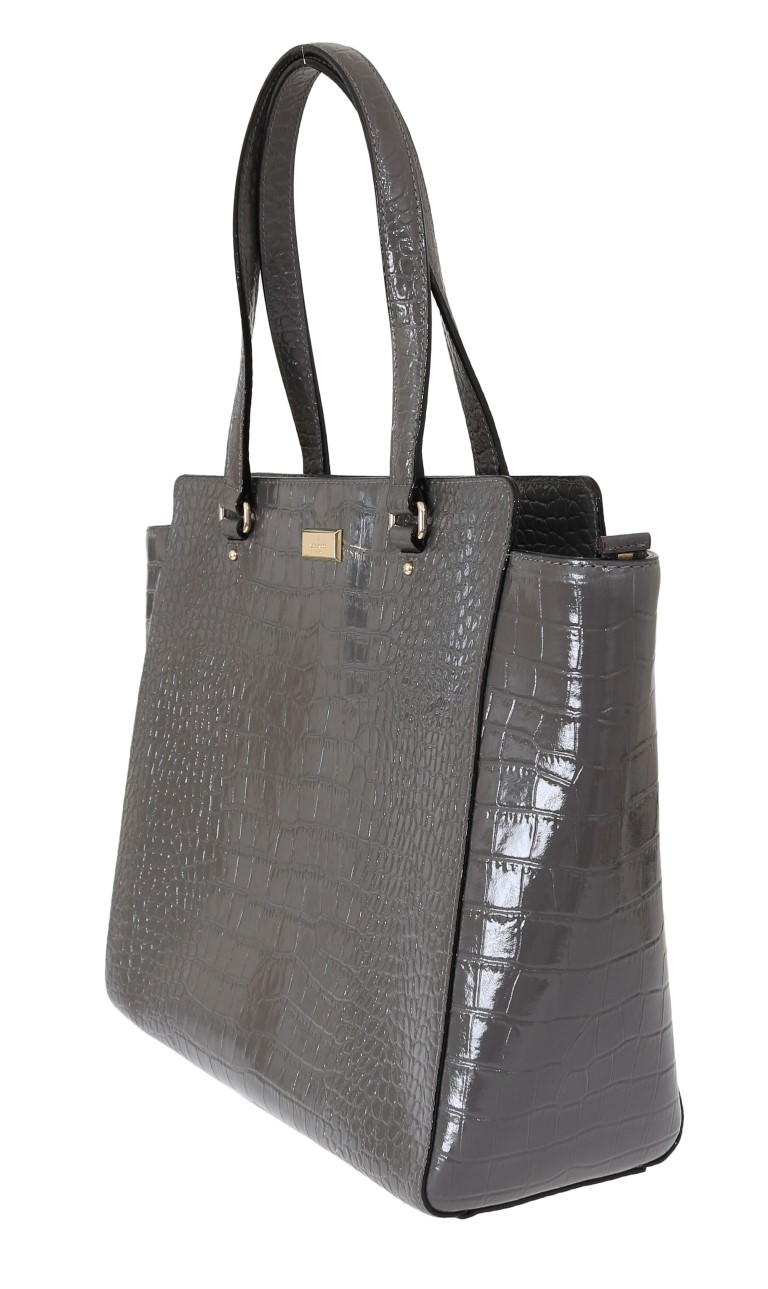 Kate Spade Grey Croc Embossed Leather Elissa Bristol Drive Tote Handbag Bag - Image 3