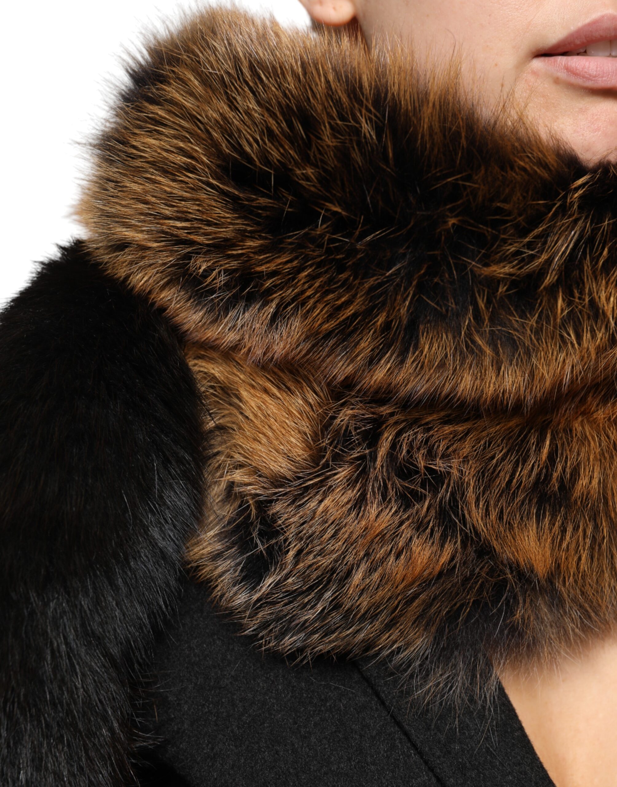 Dolce & Gabbana Brown Red Fox Fur Neck Cashmere Warmer Scarf - Image 3