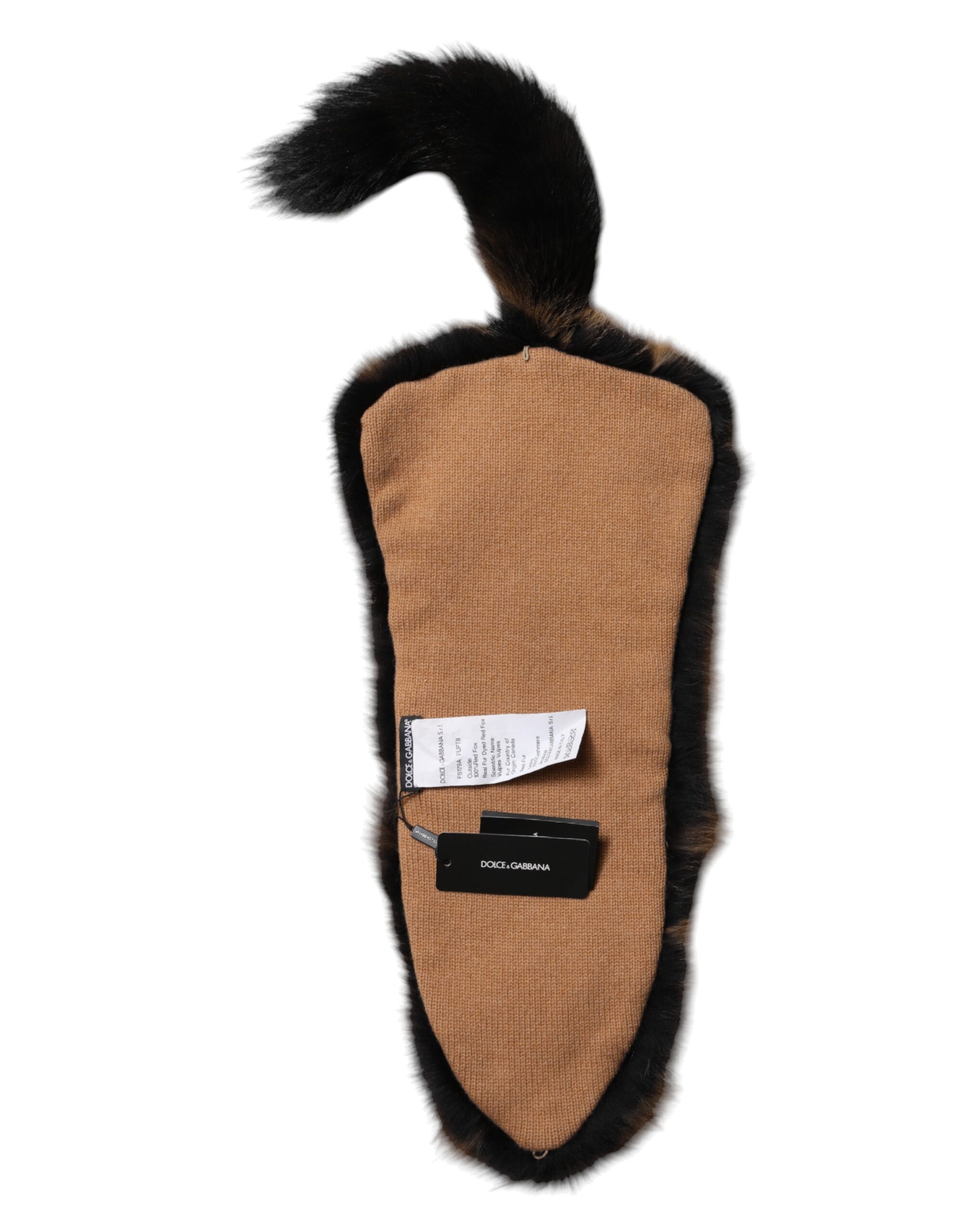 Dolce & Gabbana Brown Red Fox Fur Neck Cashmere Warmer Scarf - Image 6