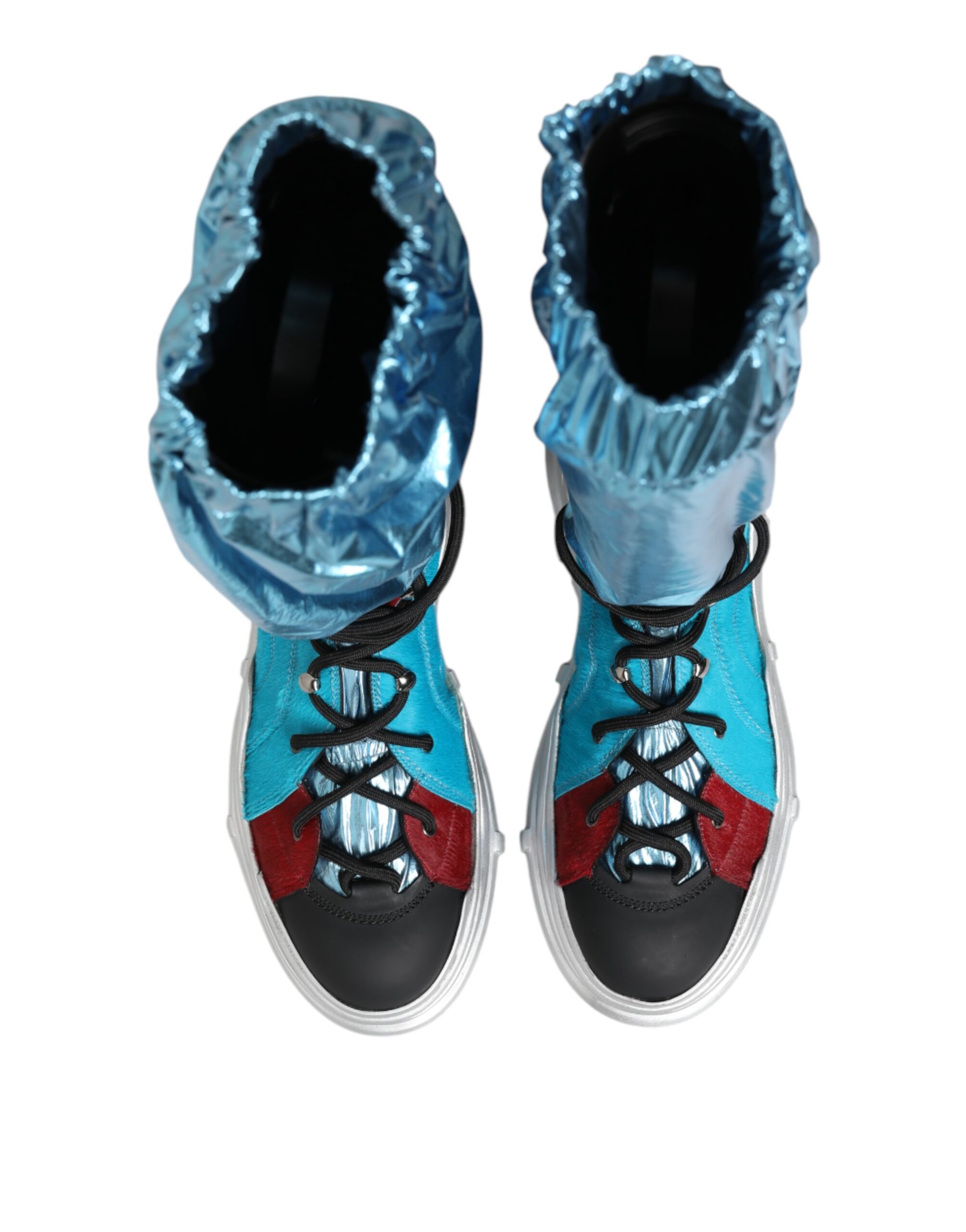 Dolce & Gabbana Blue Lace Up Over The Knee Socks Men Boots Shoes - Image 4