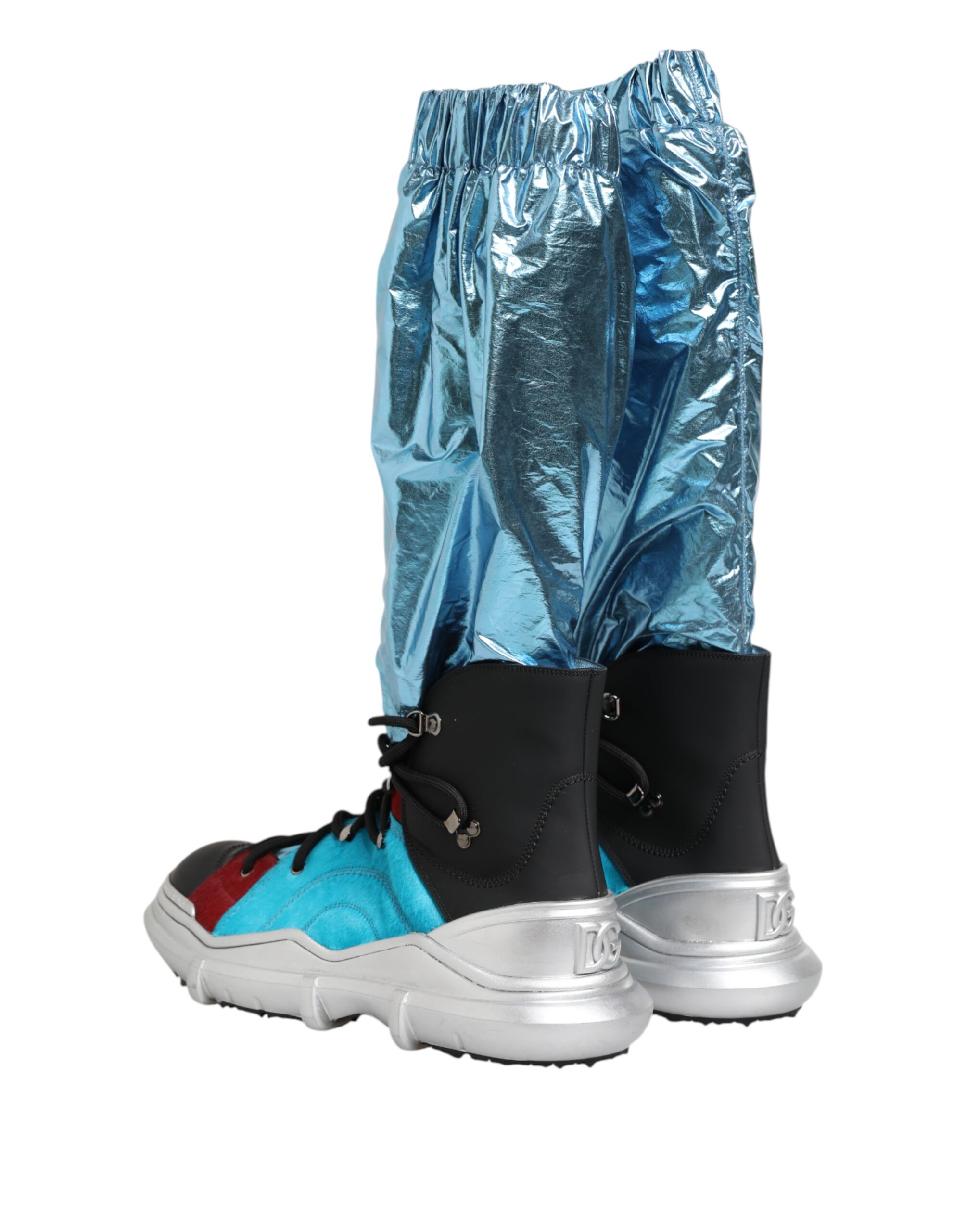 Dolce & Gabbana Blue Lace Up Over The Knee Socks Men Boots Shoes - Image 6