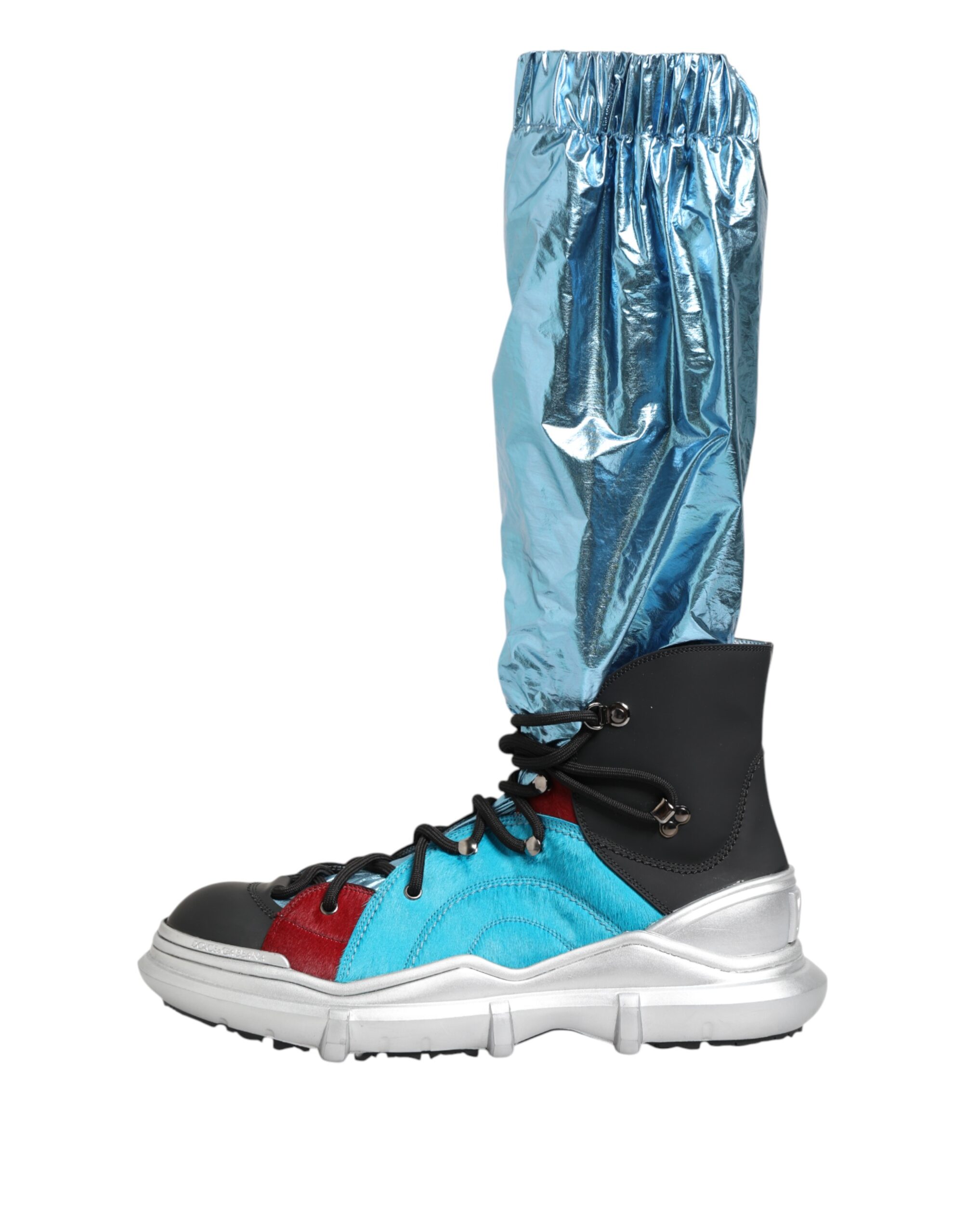 Dolce & Gabbana Blue Lace Up Over The Knee Socks Men Boots Shoes - Image 7