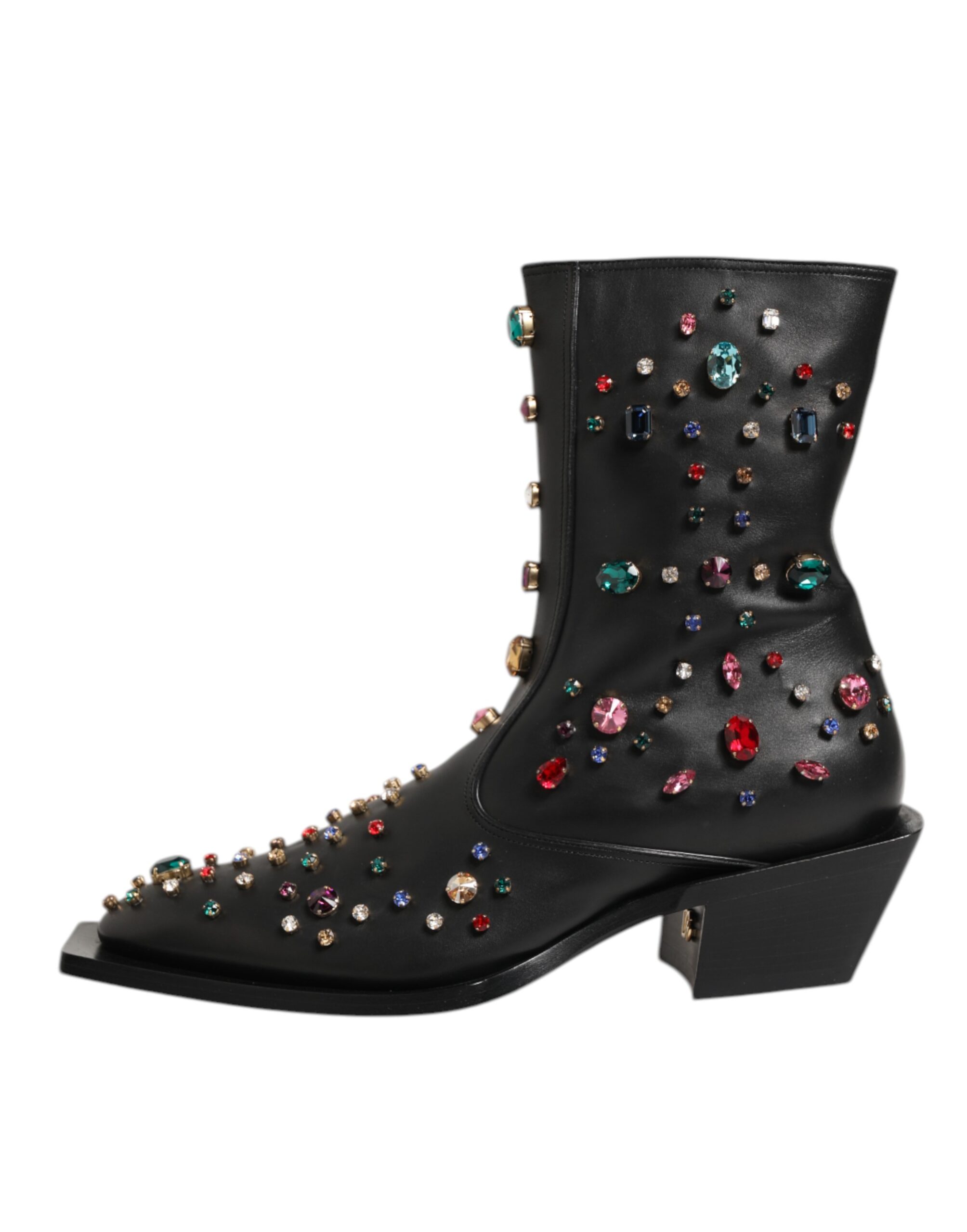 Dolce & Gabbana Black Crystal Embellished Men Short Boots Shoes - Image 7