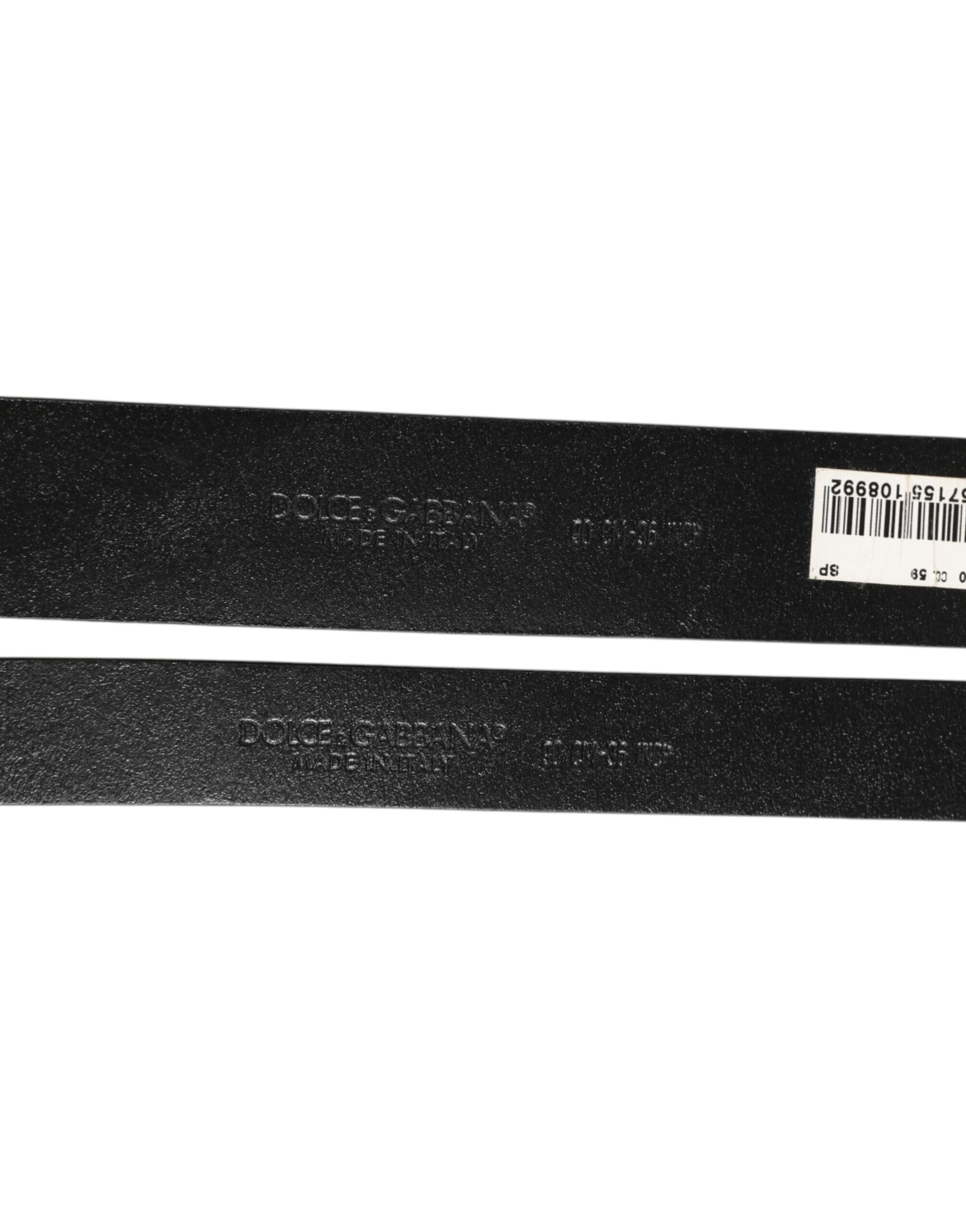 Dolce & Gabbana Black Double Strap Leather Silver Buckle Belt - Image 4