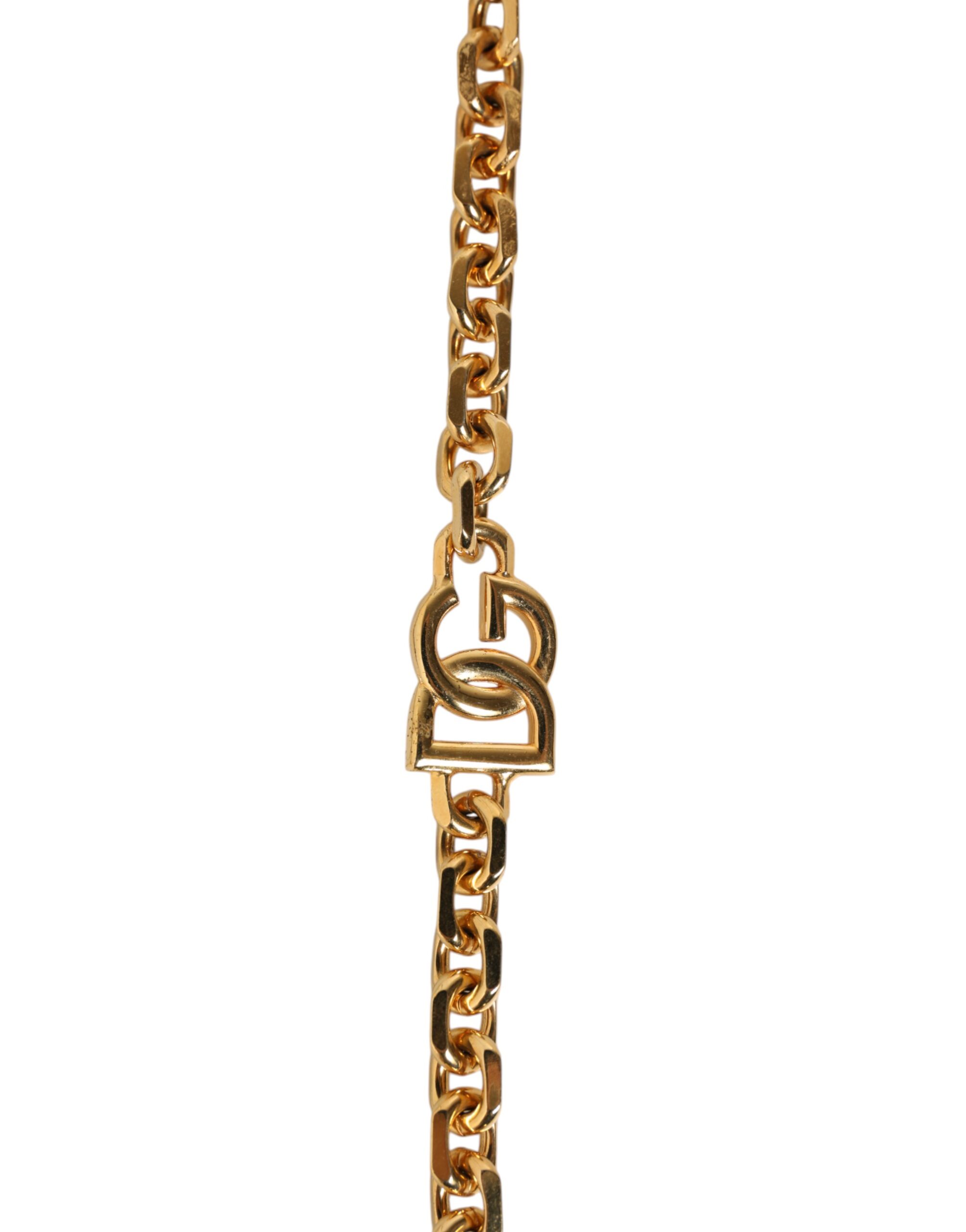 Dolce & Gabbana Black Leather Gold Chain Bag Accessory Shoulder Strap - Image 3