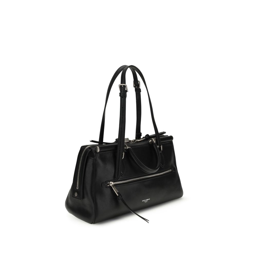 Dolce & Gabbana Black Calf Leather Bos Taurus Shoulder Bag - Image 3