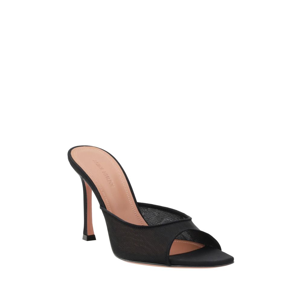 Amina Muaddi Black Nylon Stiletto Heel Sandals - Image 2