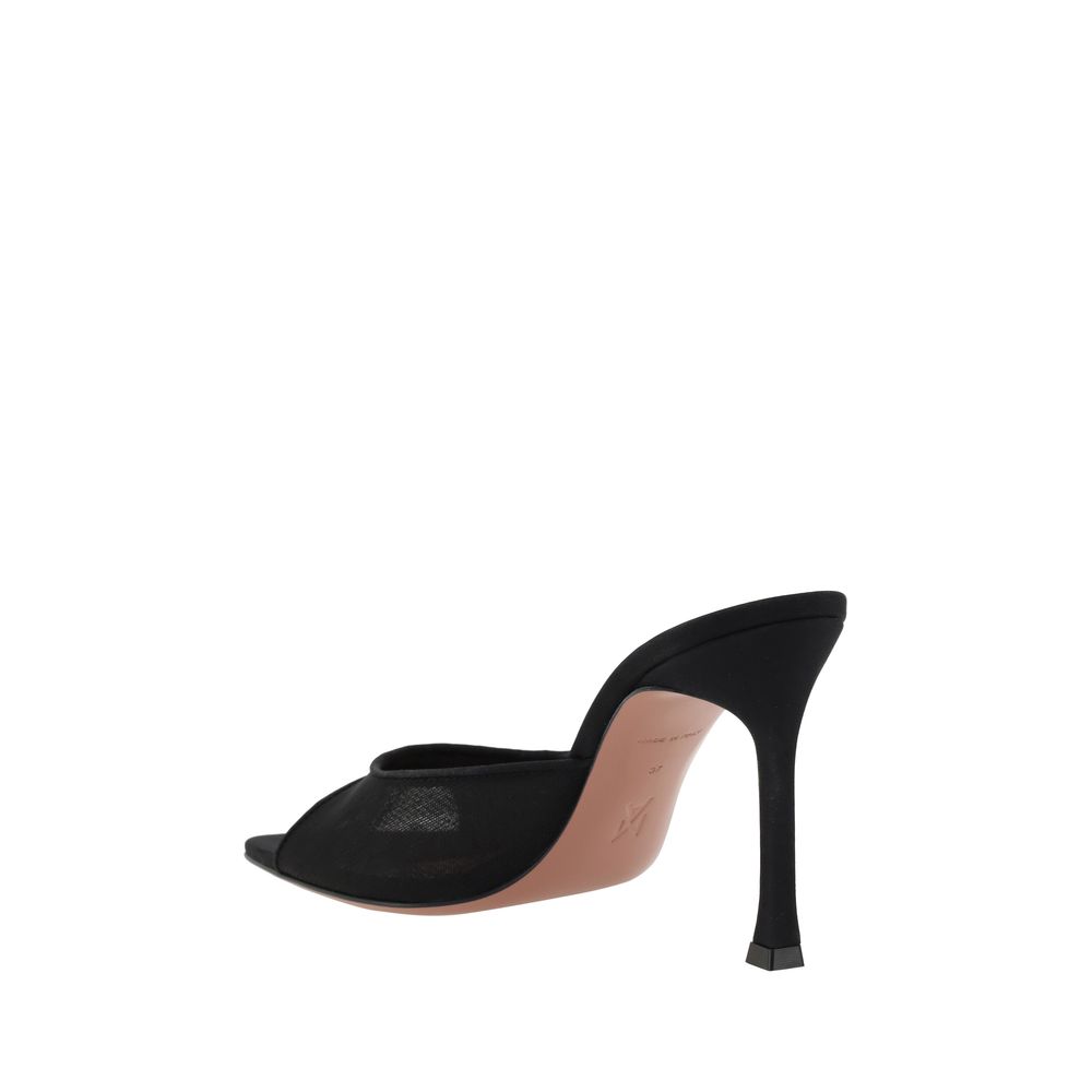 Amina Muaddi Black Nylon Stiletto Heel Sandals - Image 3