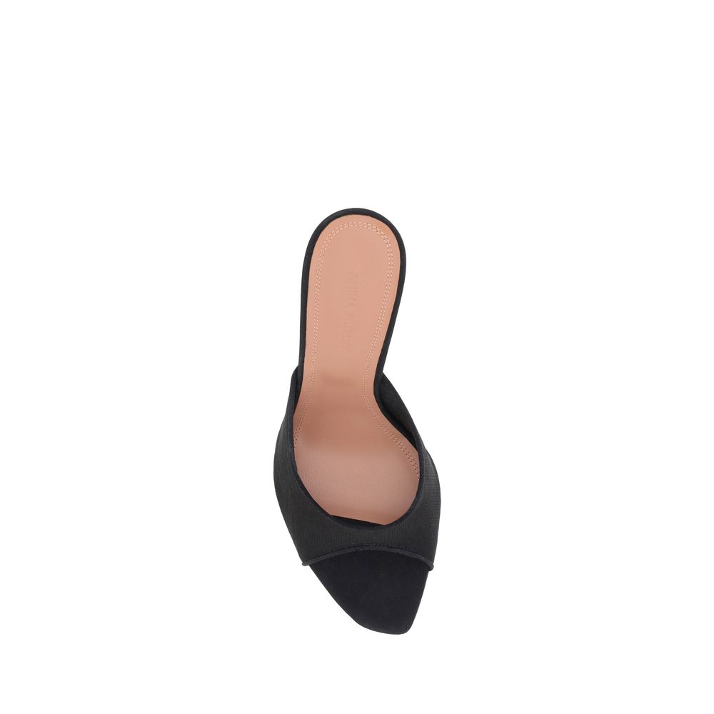 Amina Muaddi Black Nylon Stiletto Heel Sandals - Image 4