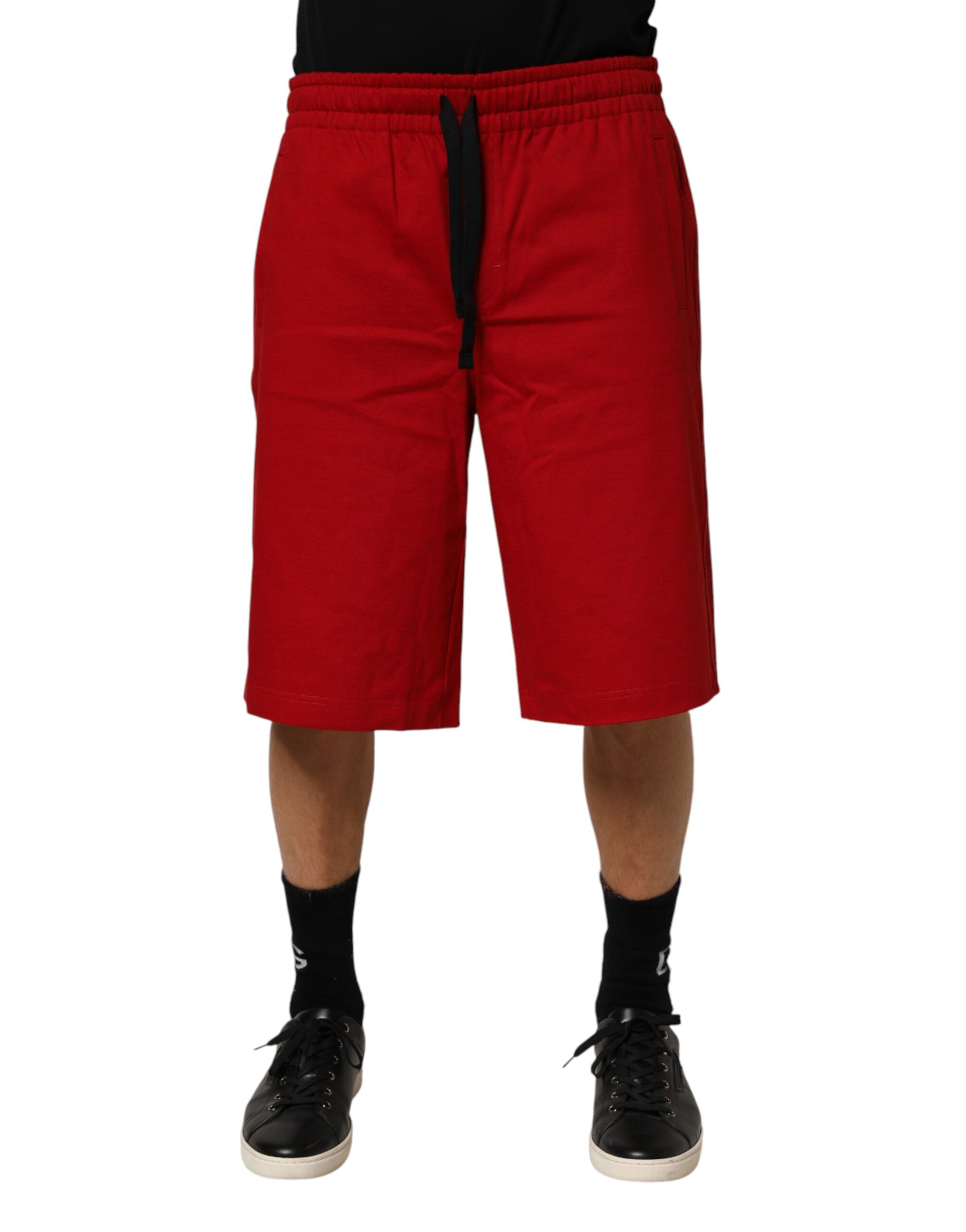 Dolce & Gabbana Red Cotton MidWaist Drawstring Bermuda Pants - Image 2