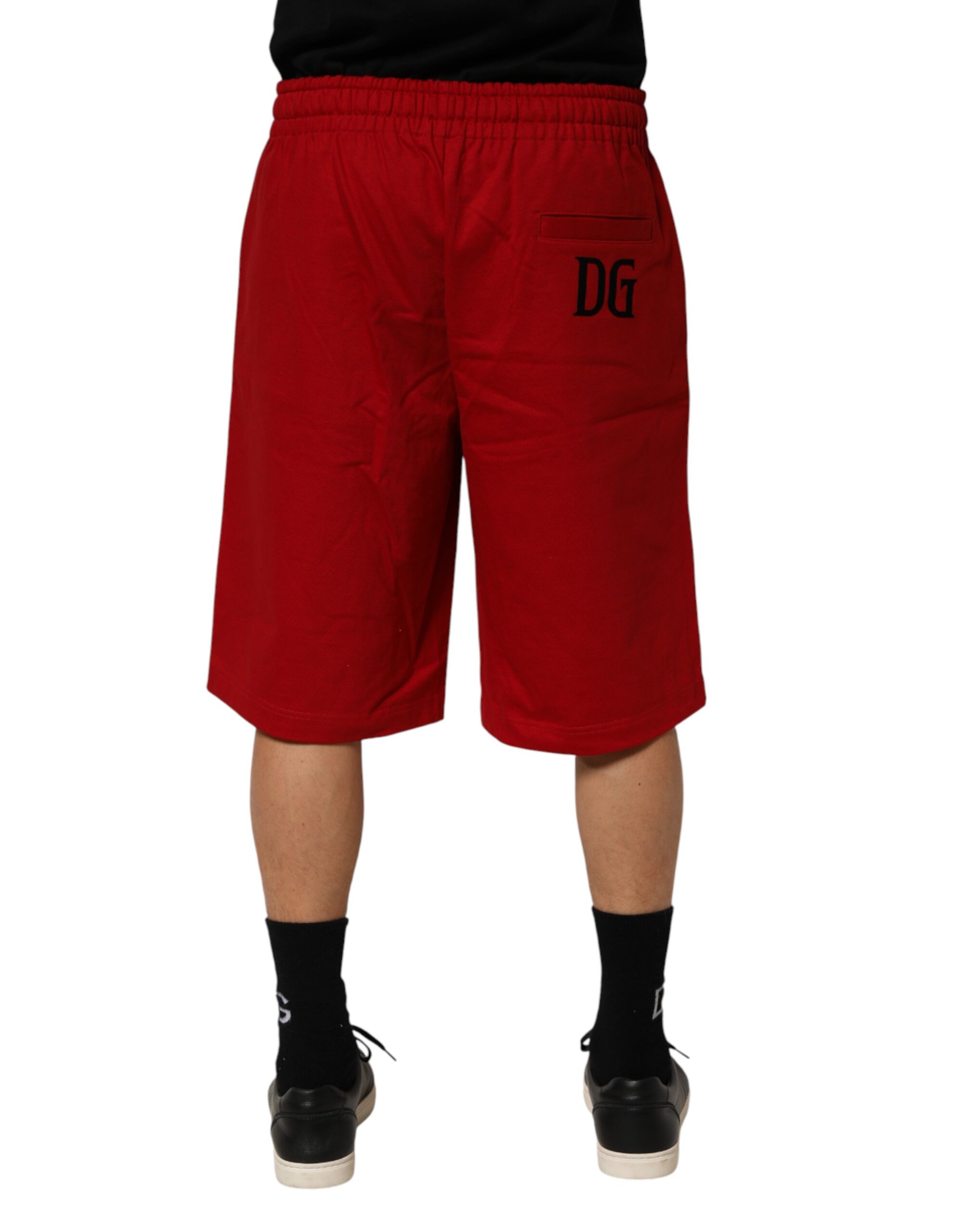 Dolce & Gabbana Red Cotton MidWaist Drawstring Bermuda Pants - Image 4