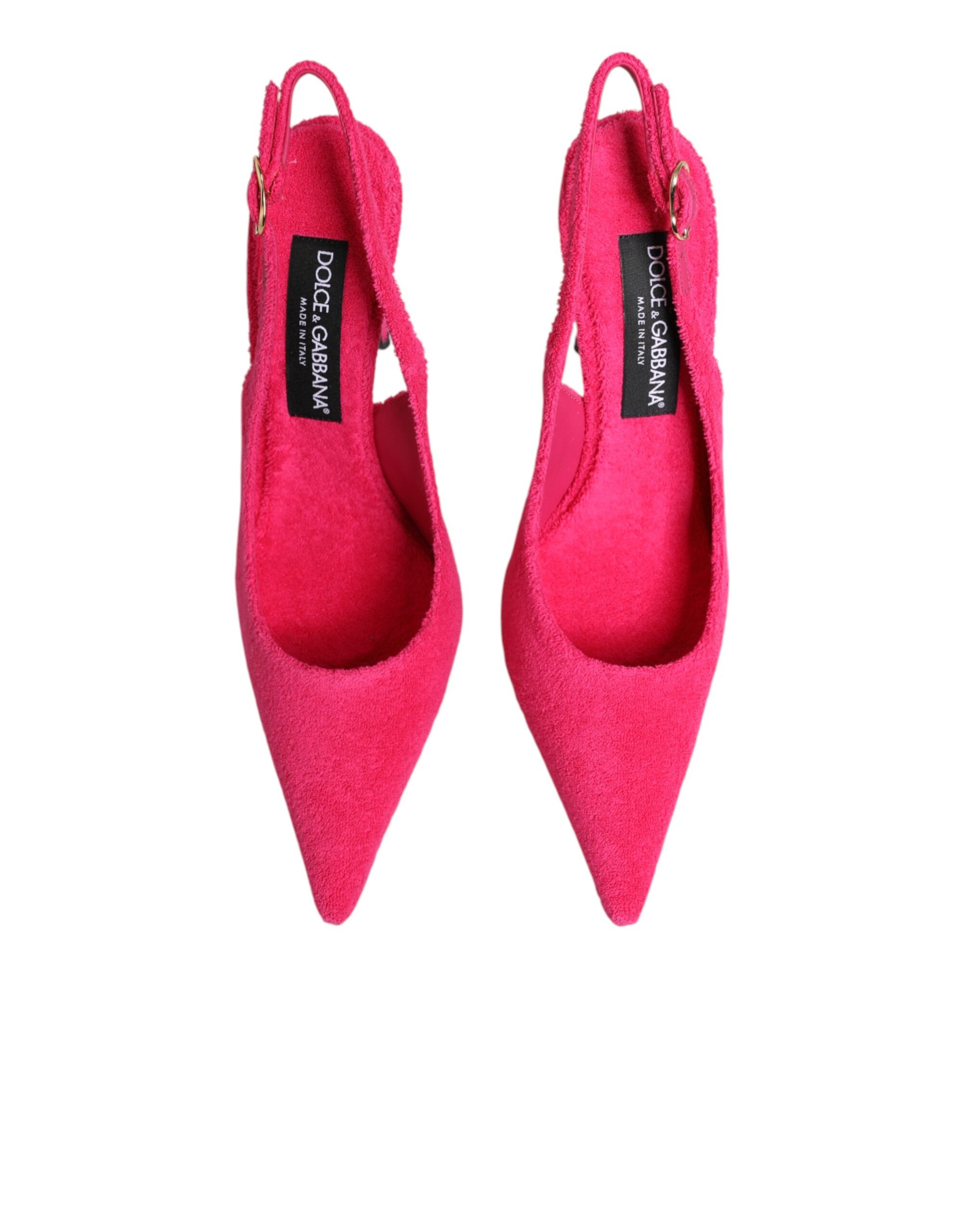 Dolce & Gabbana Pink Suede High Heels Slingback Shoes - Image 4